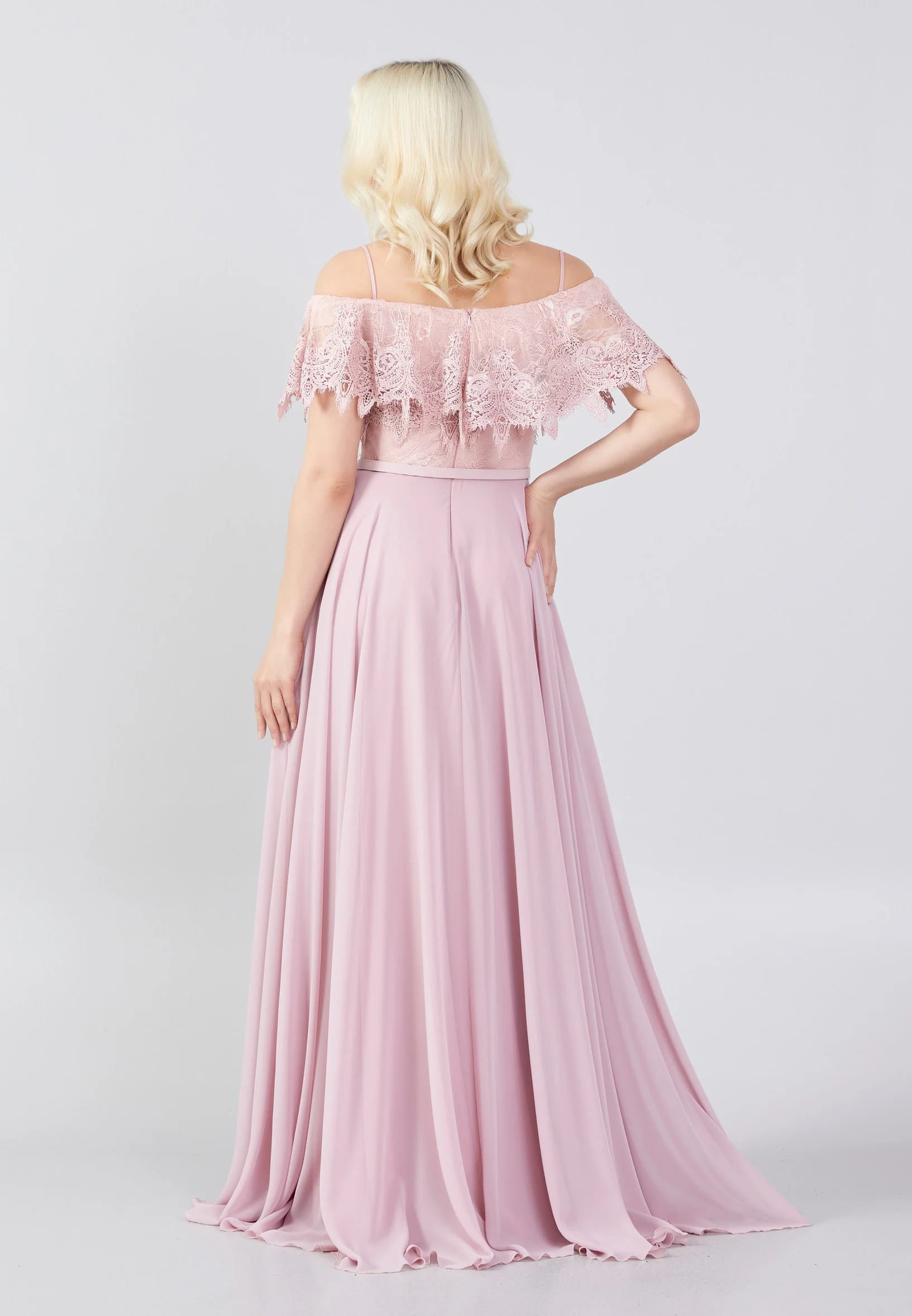 Off Shoulder Maxi Chiffon Column Regular Wedding Guest Dress frc6469 - Image 22