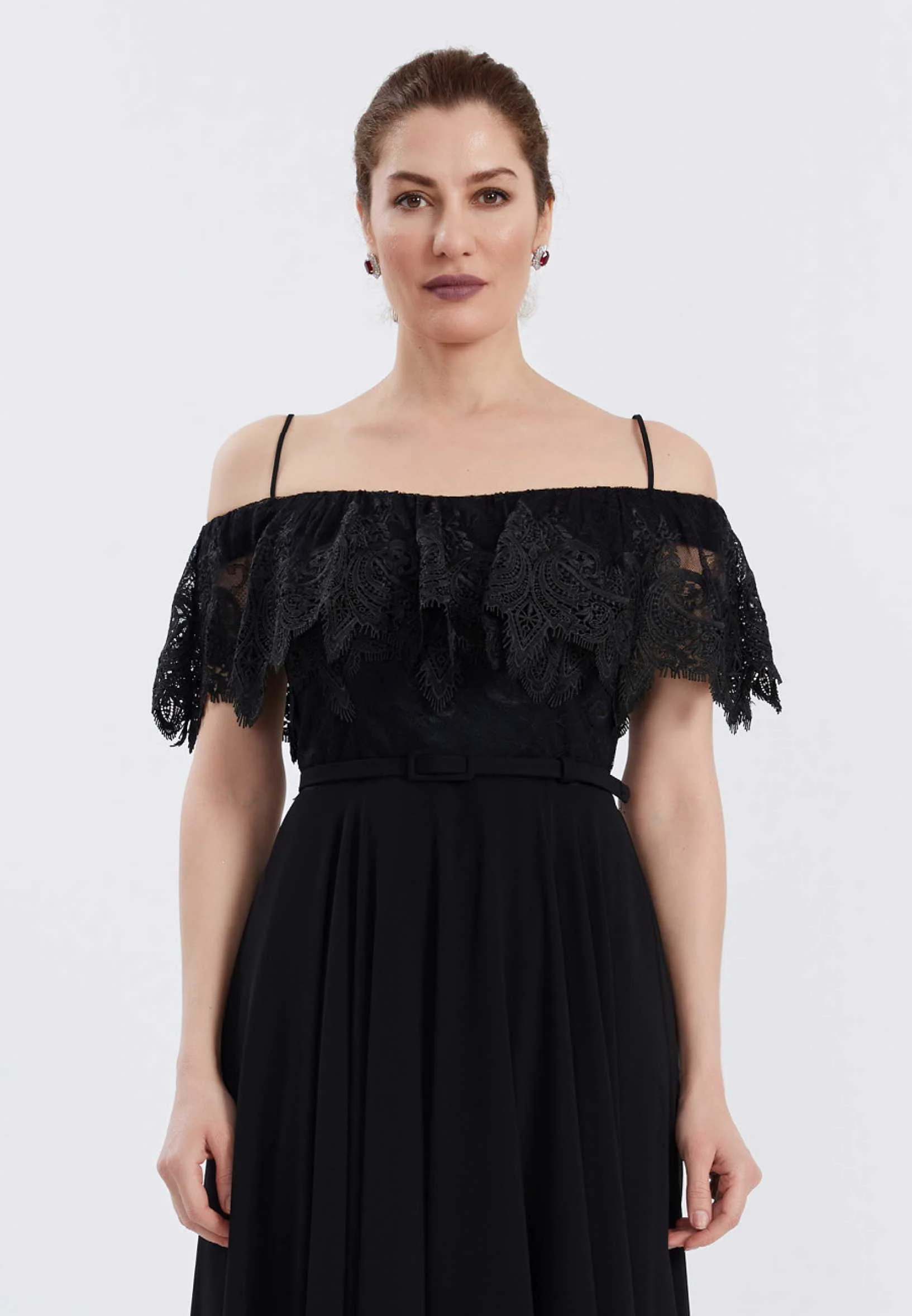 Off Shoulder Maxi Chiffon Column Regular Wedding Guest Dress frc6469 - Image 4