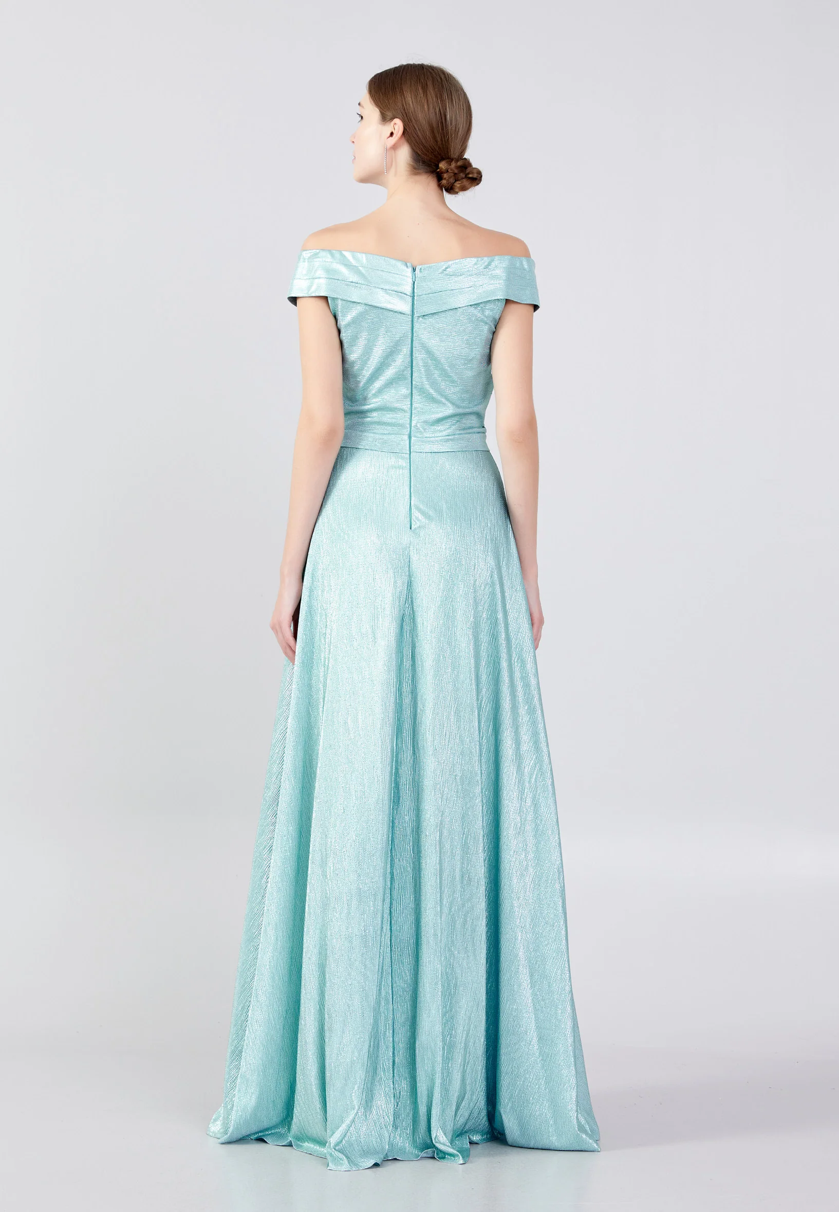 Off Shoulder Maxi Chiffon Column Regular Wedding Guest Dress oli7253 - Image 10