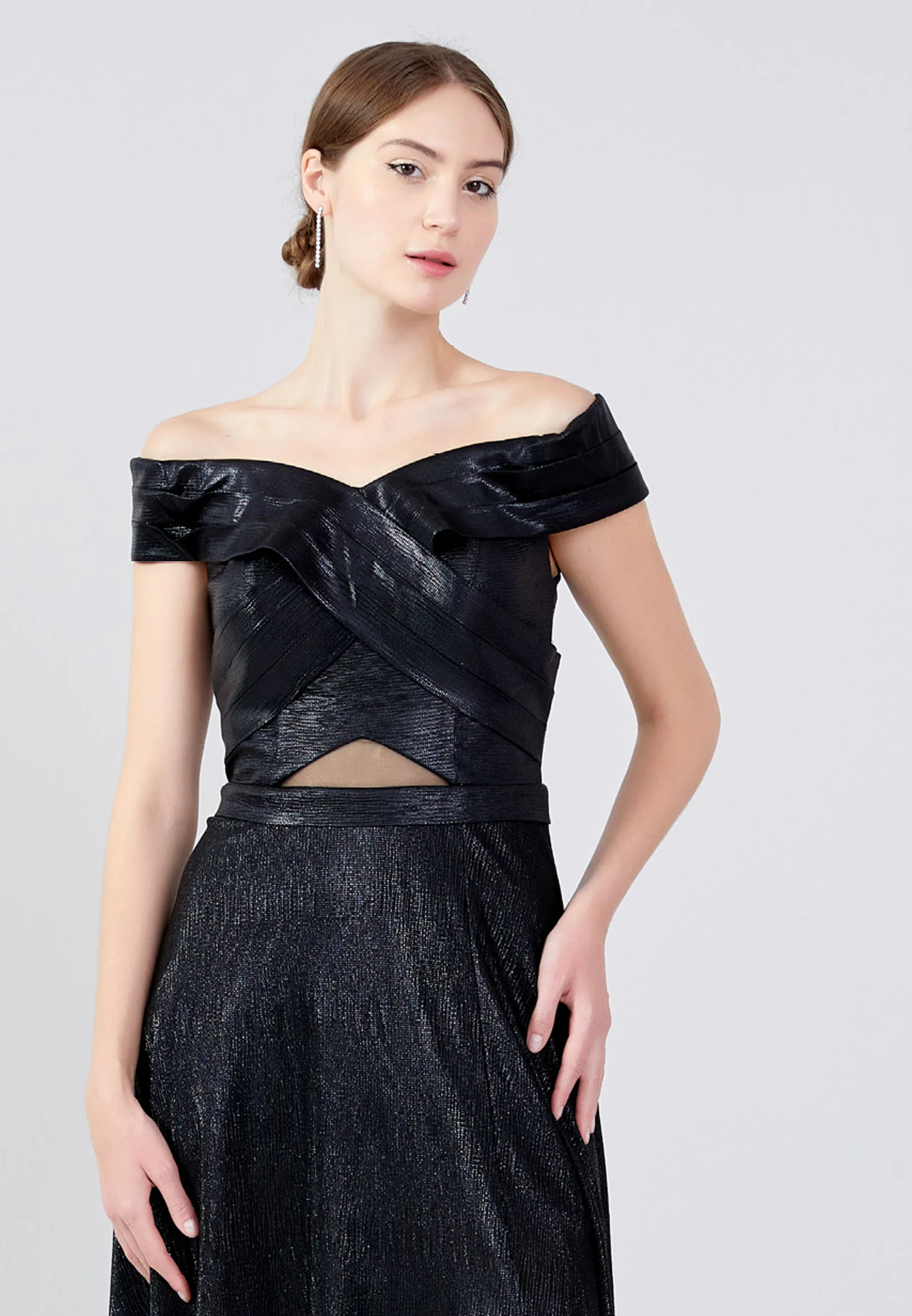 Off Shoulder Maxi Chiffon Column Regular Wedding Guest Dress oli7253 - Image 4