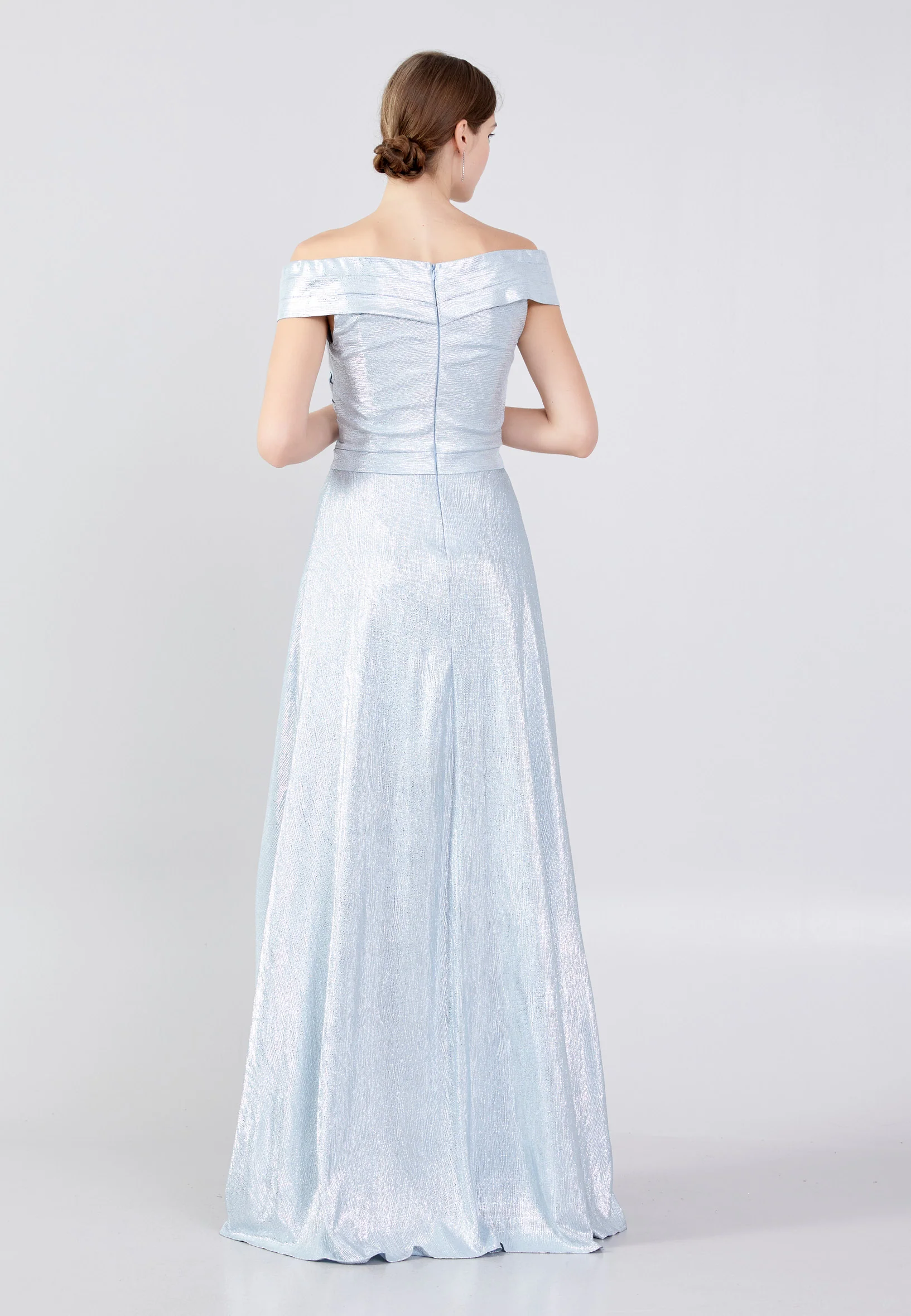 Off Shoulder Maxi Chiffon Column Regular Wedding Guest Dress oli7253 - Image 6