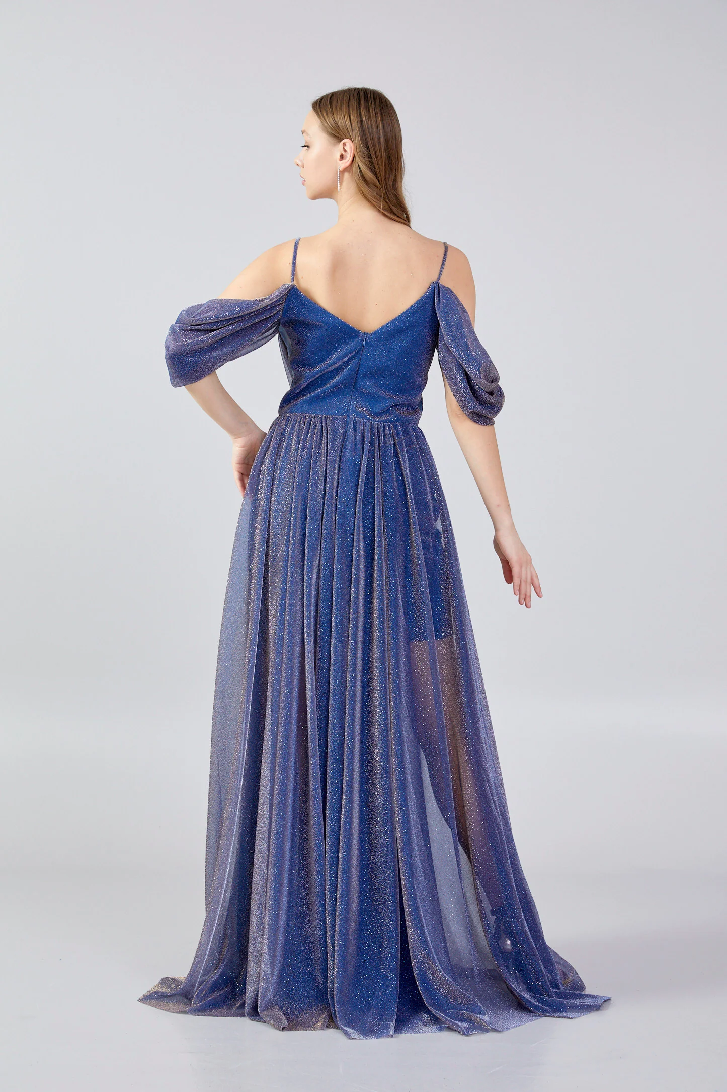 Off Shoulder Maxi Chiffon Column Regular Wedding Guest Dress ses2786 - Image 10