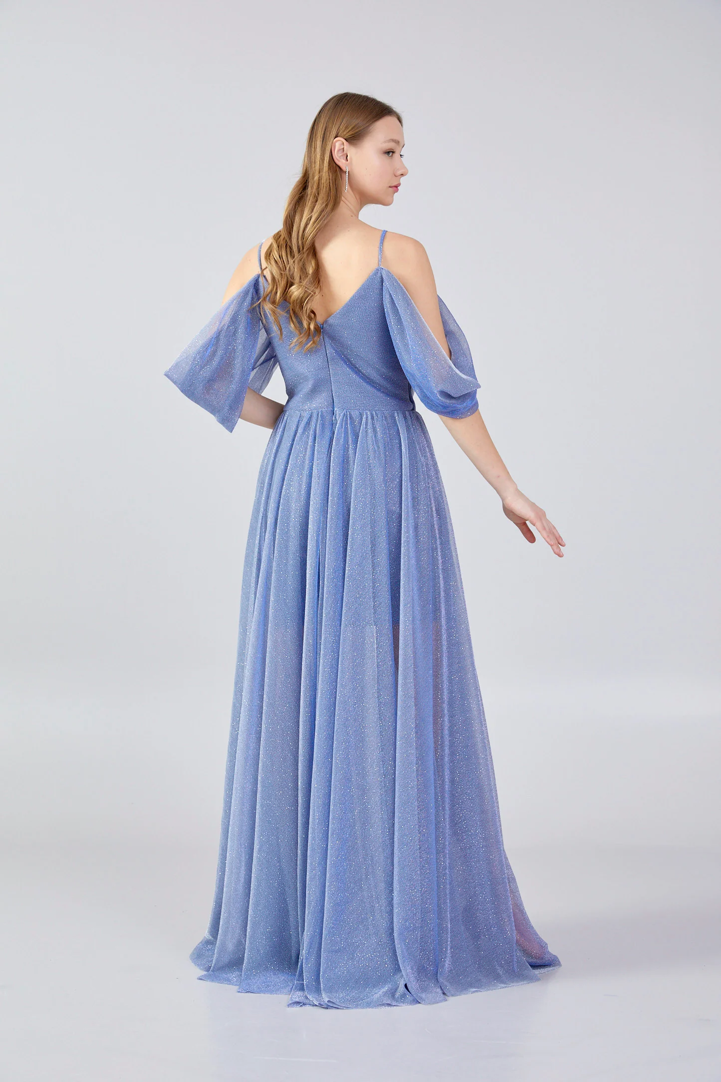 Off Shoulder Maxi Chiffon Column Regular Wedding Guest Dress ses2786 - Image 2
