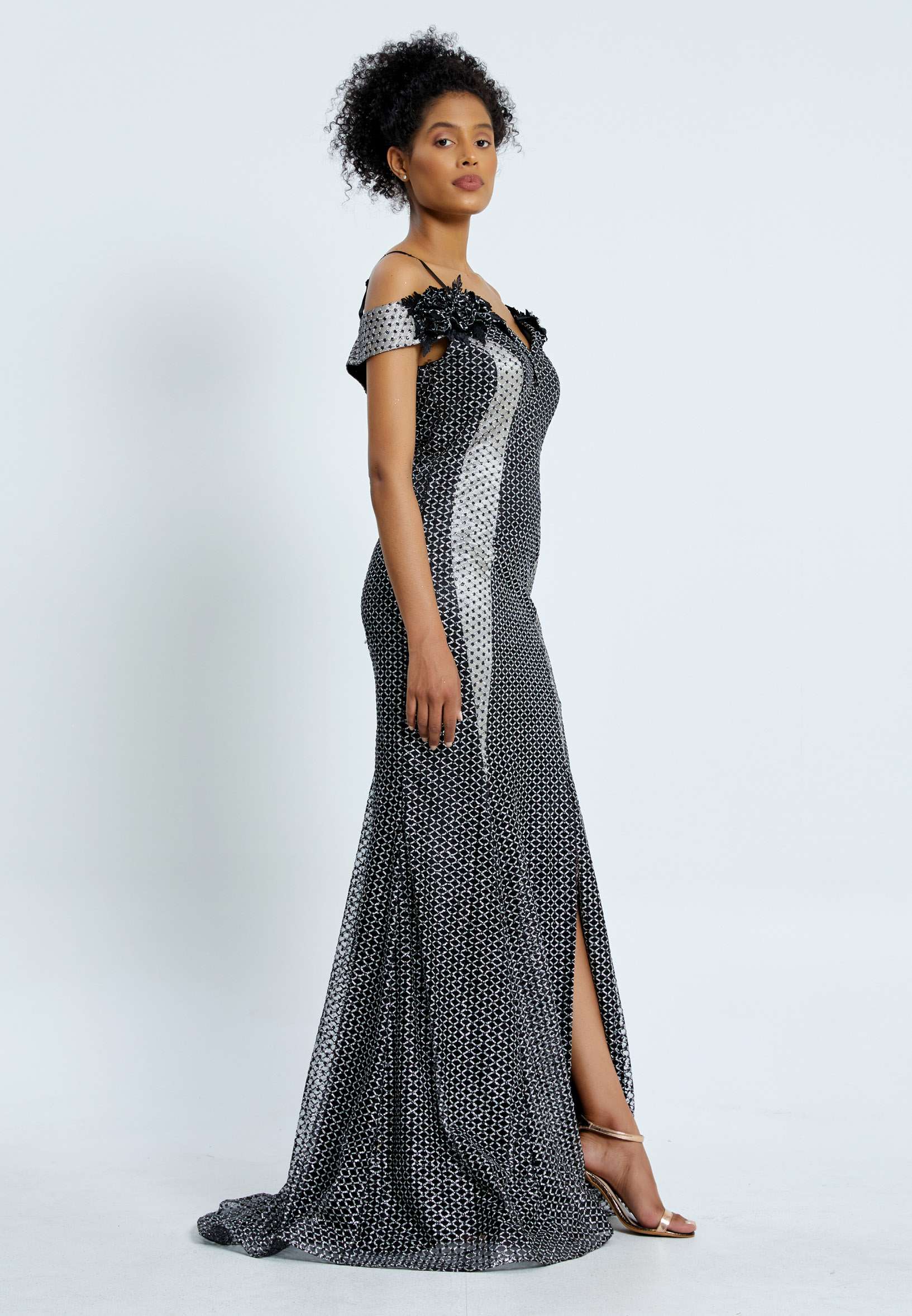 Off Shoulder Maxi Chiffon Mermaid Regular Evening Dress pnl7172 - Image 15