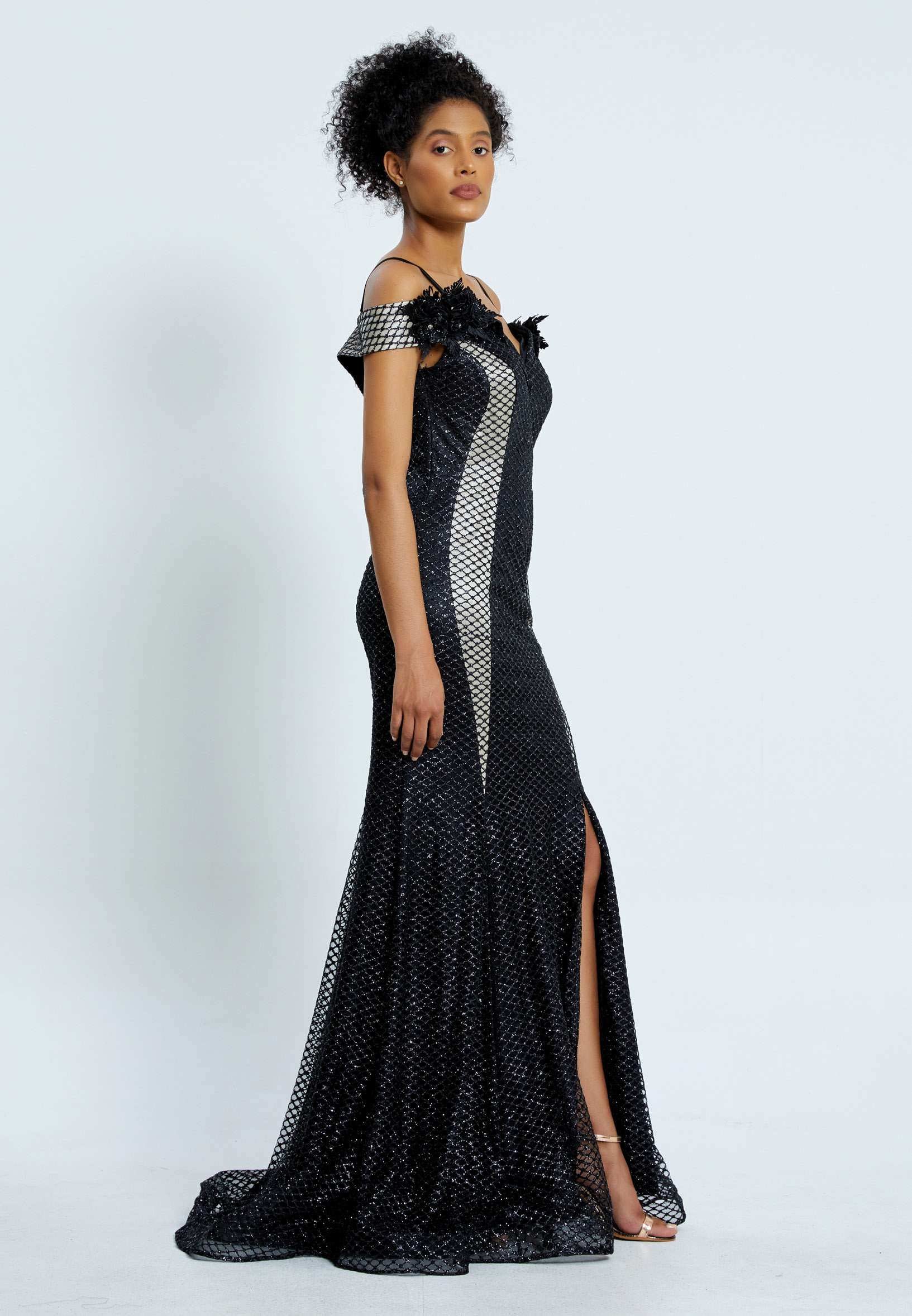 Off Shoulder Maxi Chiffon Mermaid Regular Evening Dress pnl7172 - Image 3