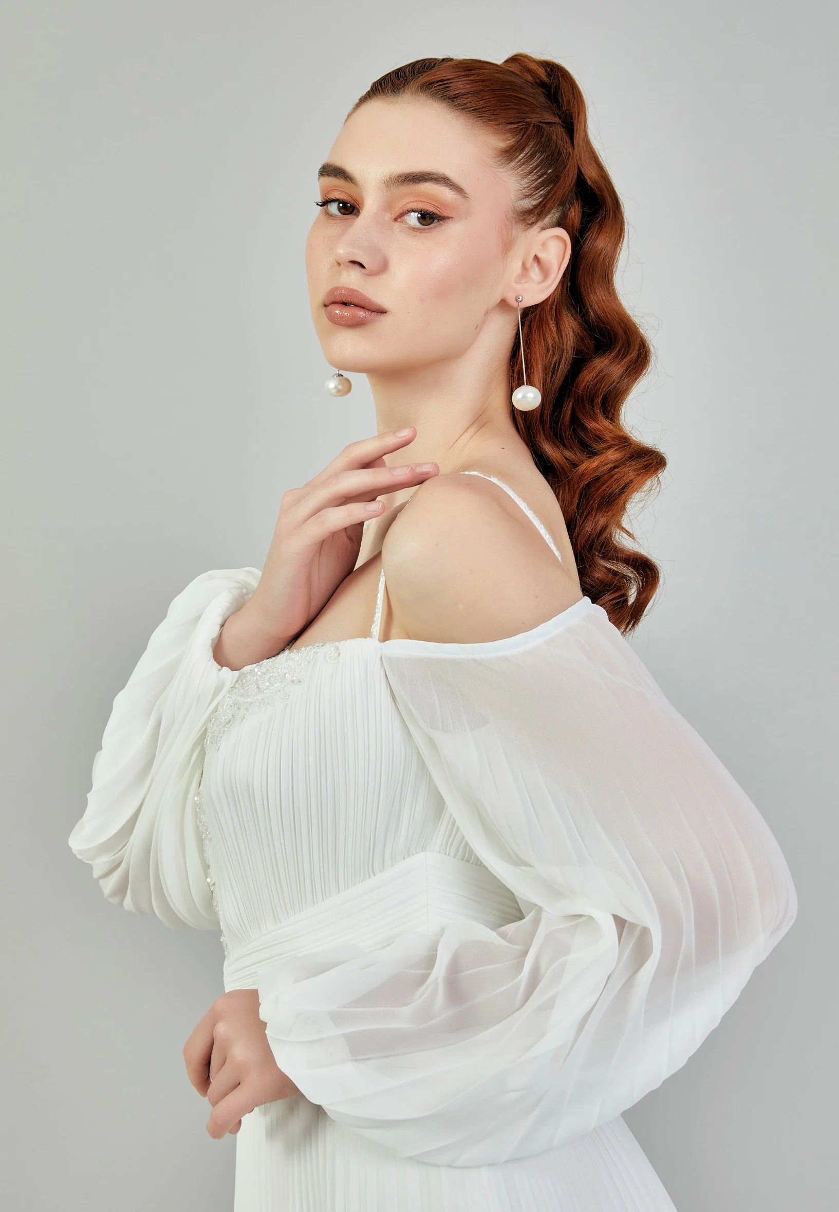 Off Shoulder Maxi Chiffon Regular Wedding Dress sacd3052 - Image 2