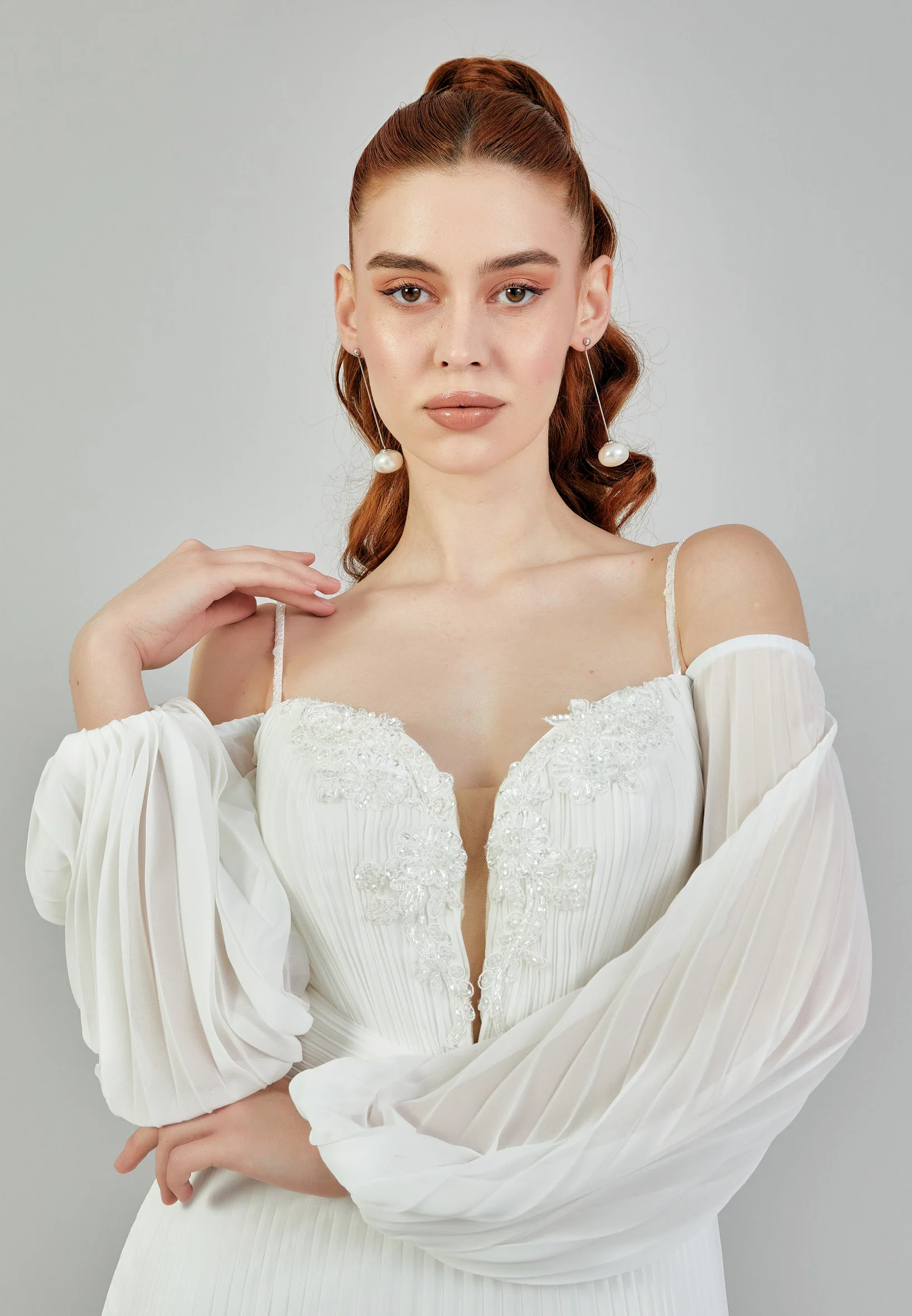 Off Shoulder Maxi Chiffon Regular Wedding Dress sacd3052 - Image 3