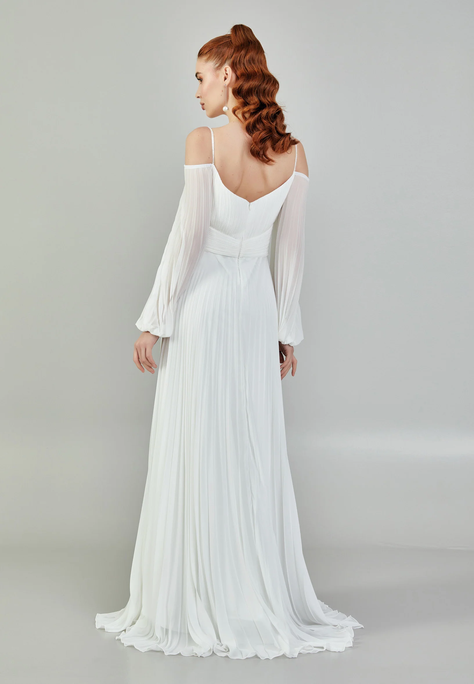 Off Shoulder Maxi Chiffon Regular Wedding Dress sacd3052 - Image 5