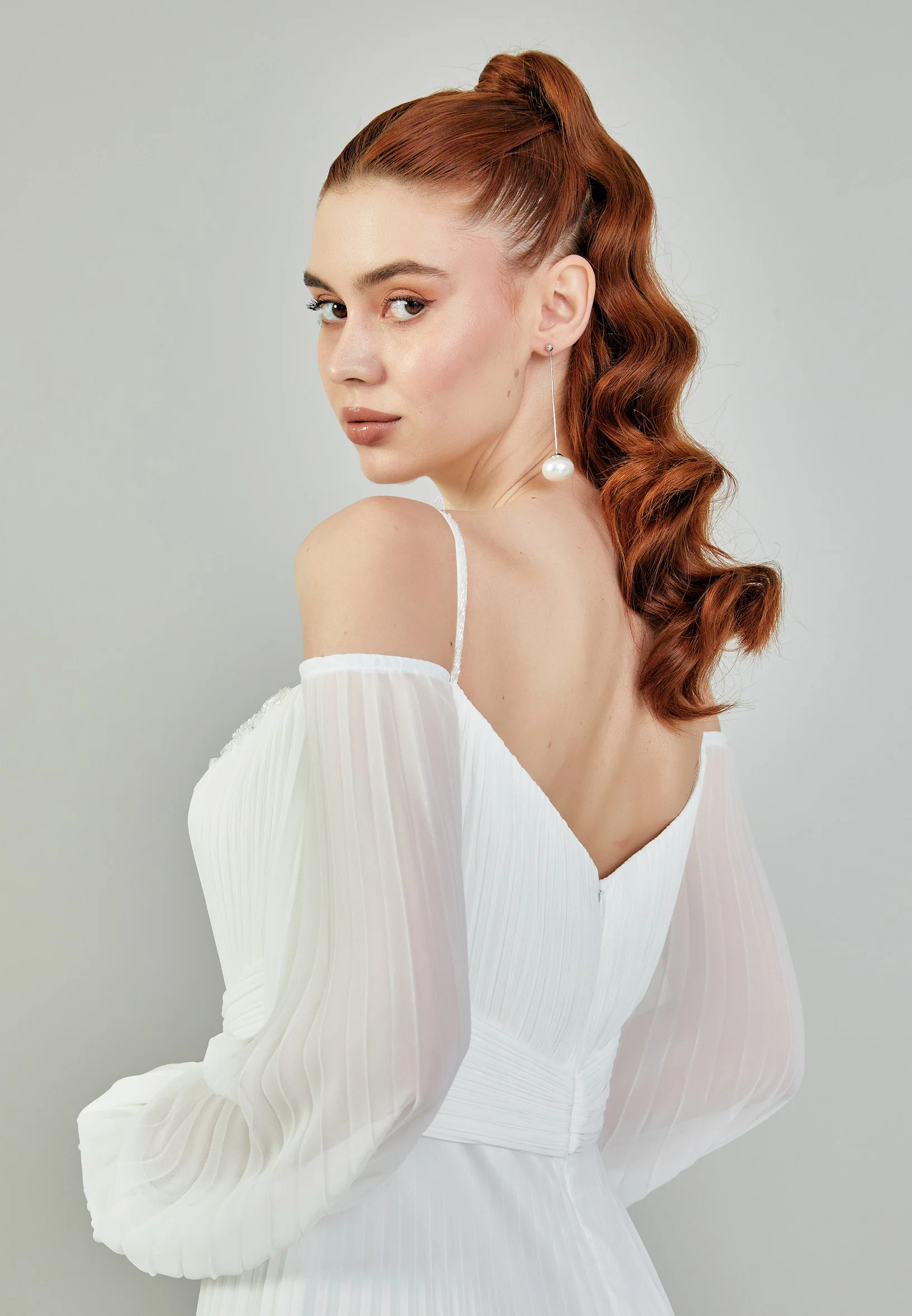 Off Shoulder Maxi Chiffon Regular Wedding Dress sacd3052 - Image 8