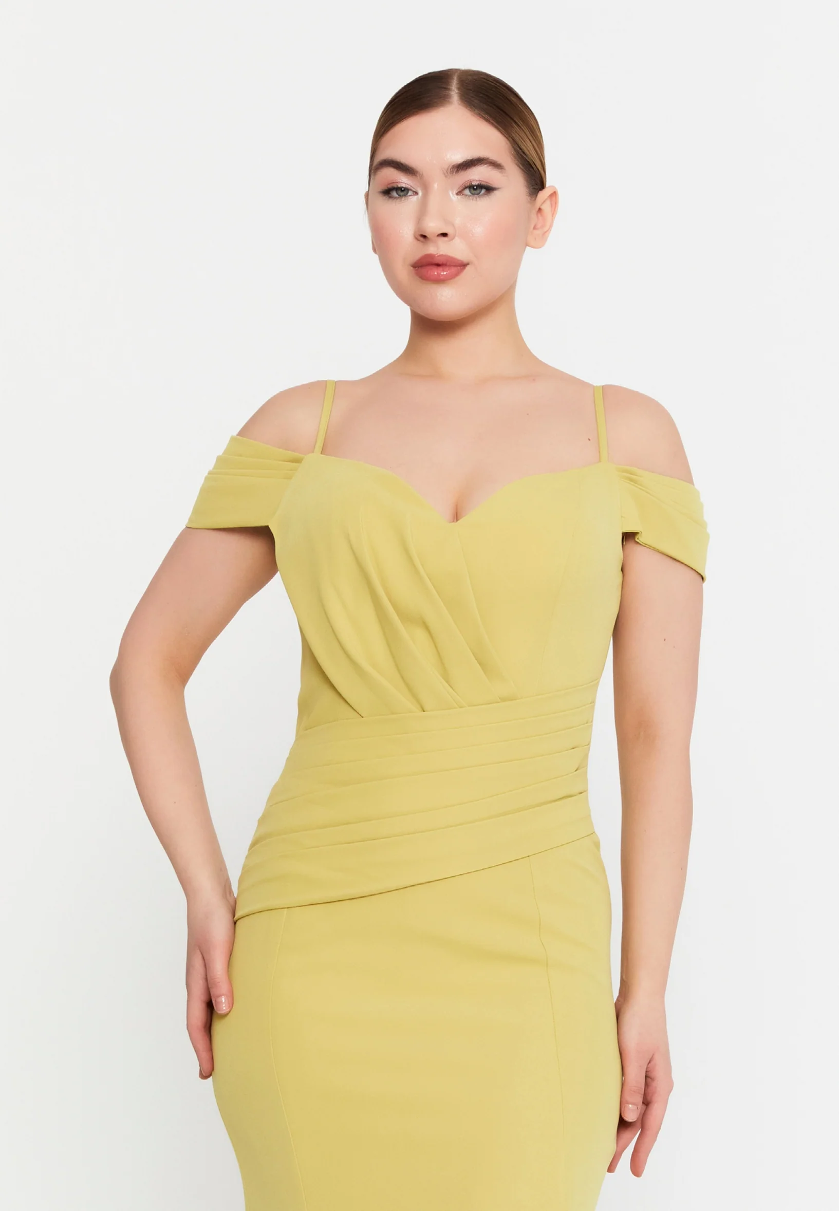 Off Shoulder Maxi Crepe Column Regular Wedding Guest Dress msp77338 - Image 12