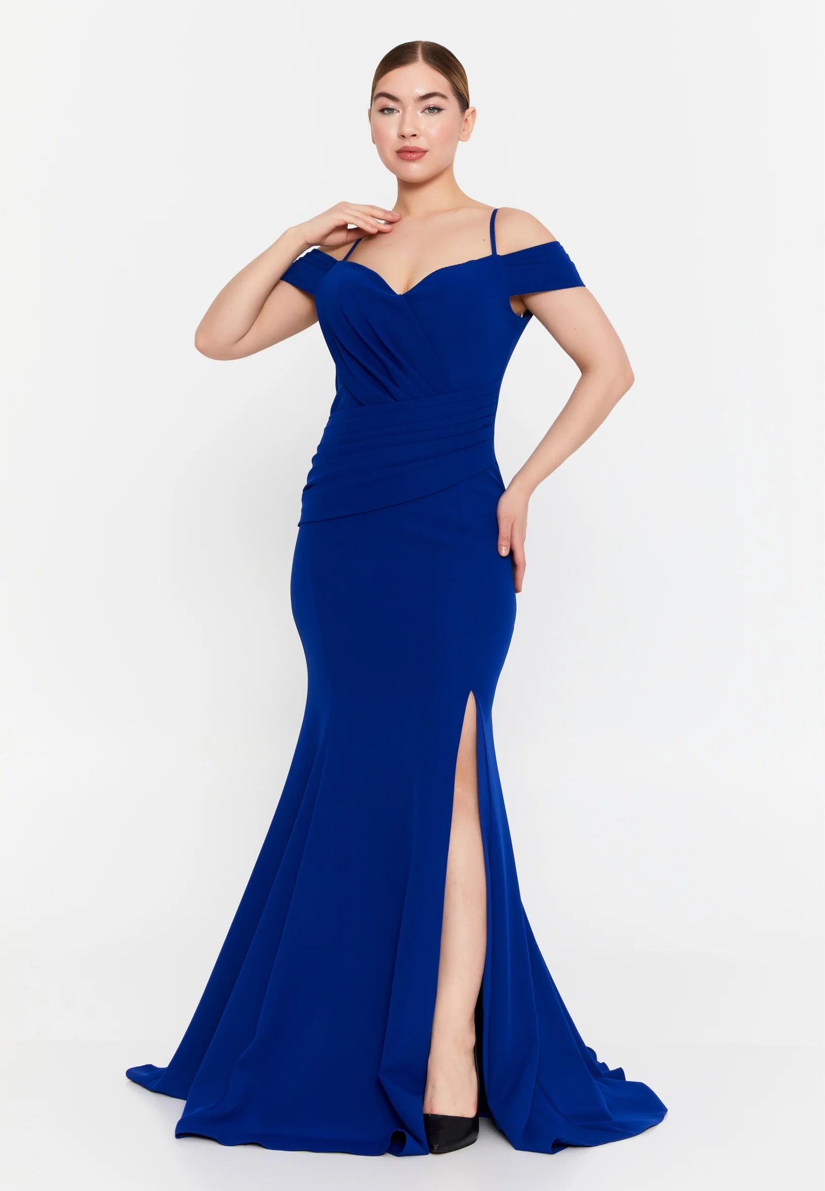 Off Shoulder Maxi Crepe Column Regular Wedding Guest Dress msp77338 - Image 21