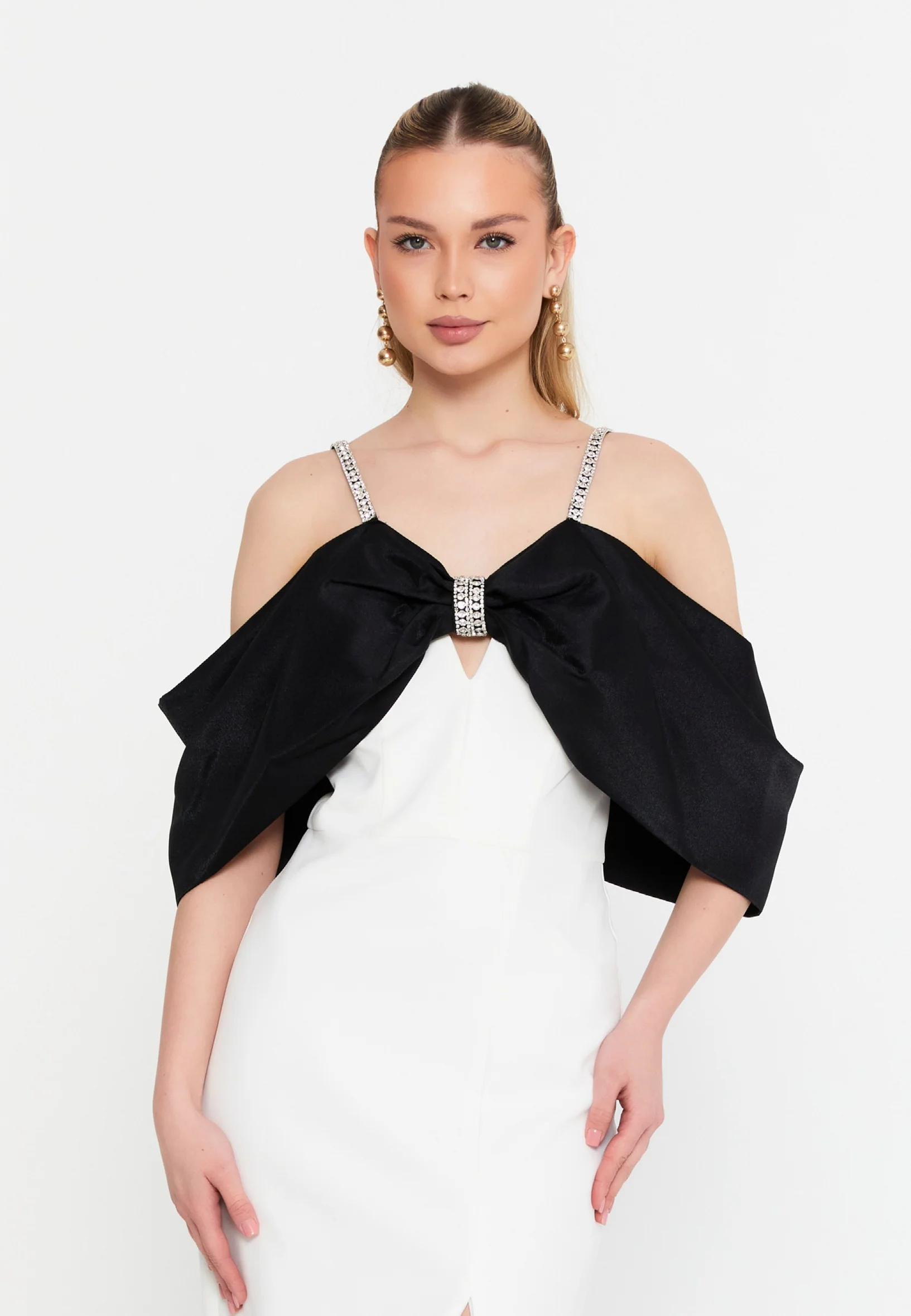 Off Shoulder Maxi Crepe Column Regular Wedding Guest Dress msp77372 - Image 16