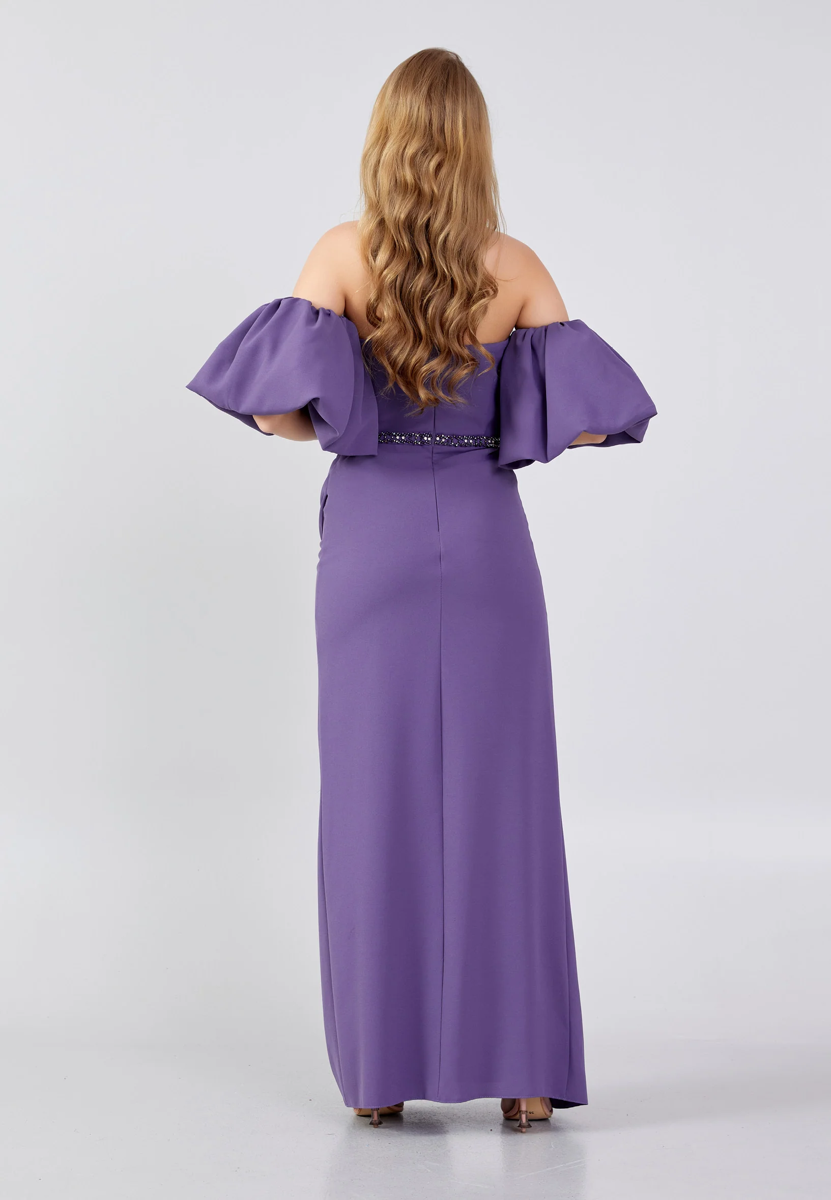 Off Shoulder Maxi Crepe Column Regular Wedding Guest Dress swr5263 - Image 14