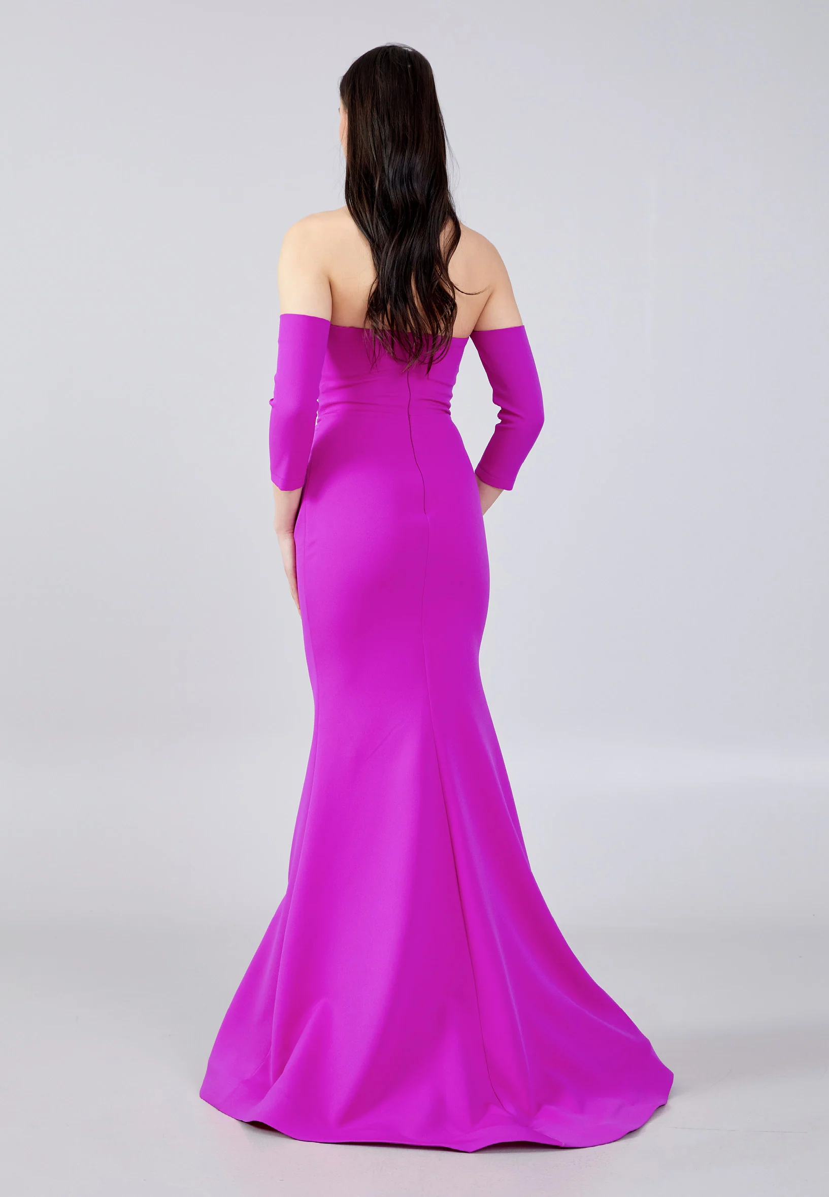 Off Shoulder Maxi Crepe Fit & Flare Regular Evening Dress aln1683 - Image 6