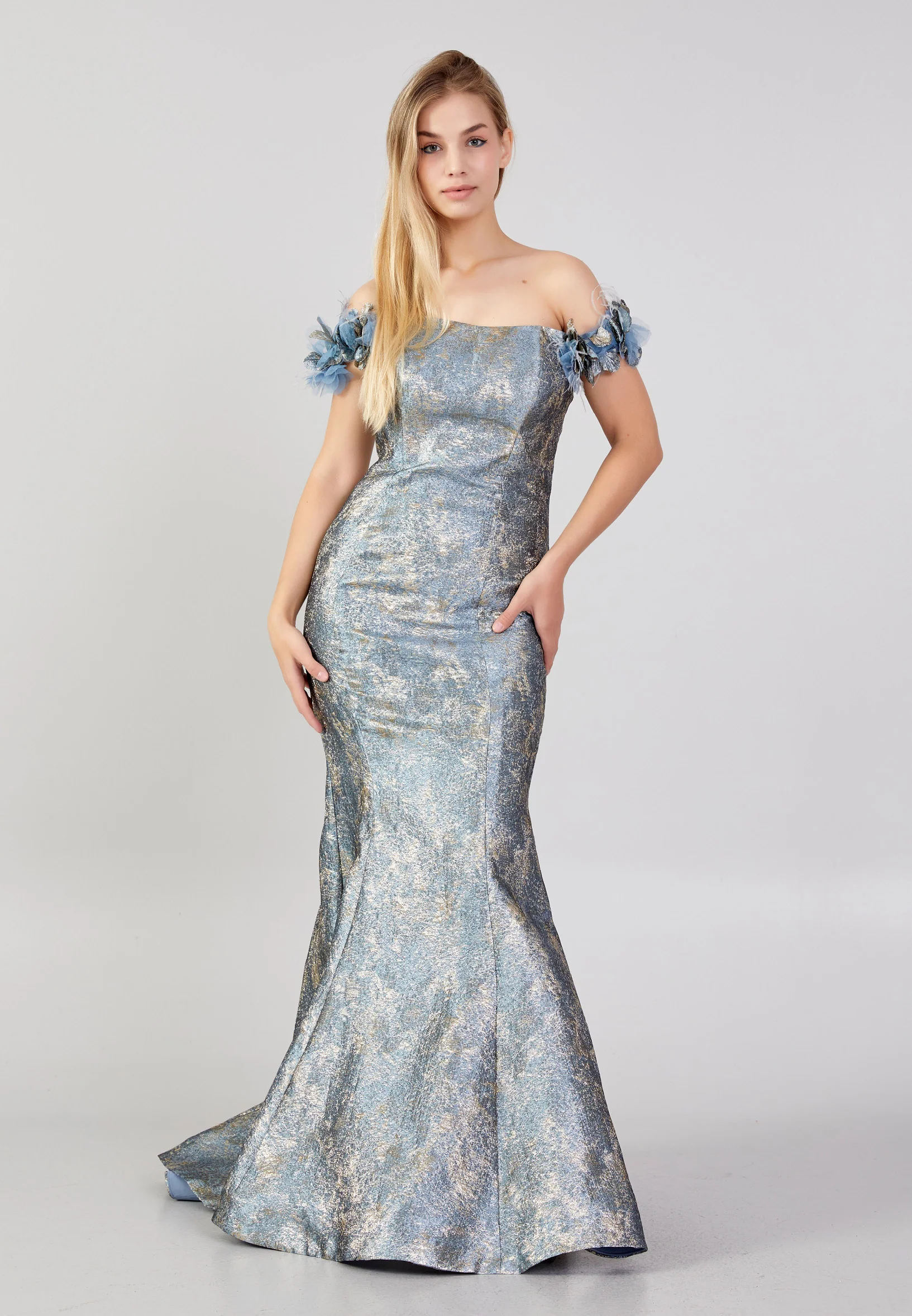 Off Shoulder Maxi Crepe Mermaid Plus Size Prom Dress ppl00587