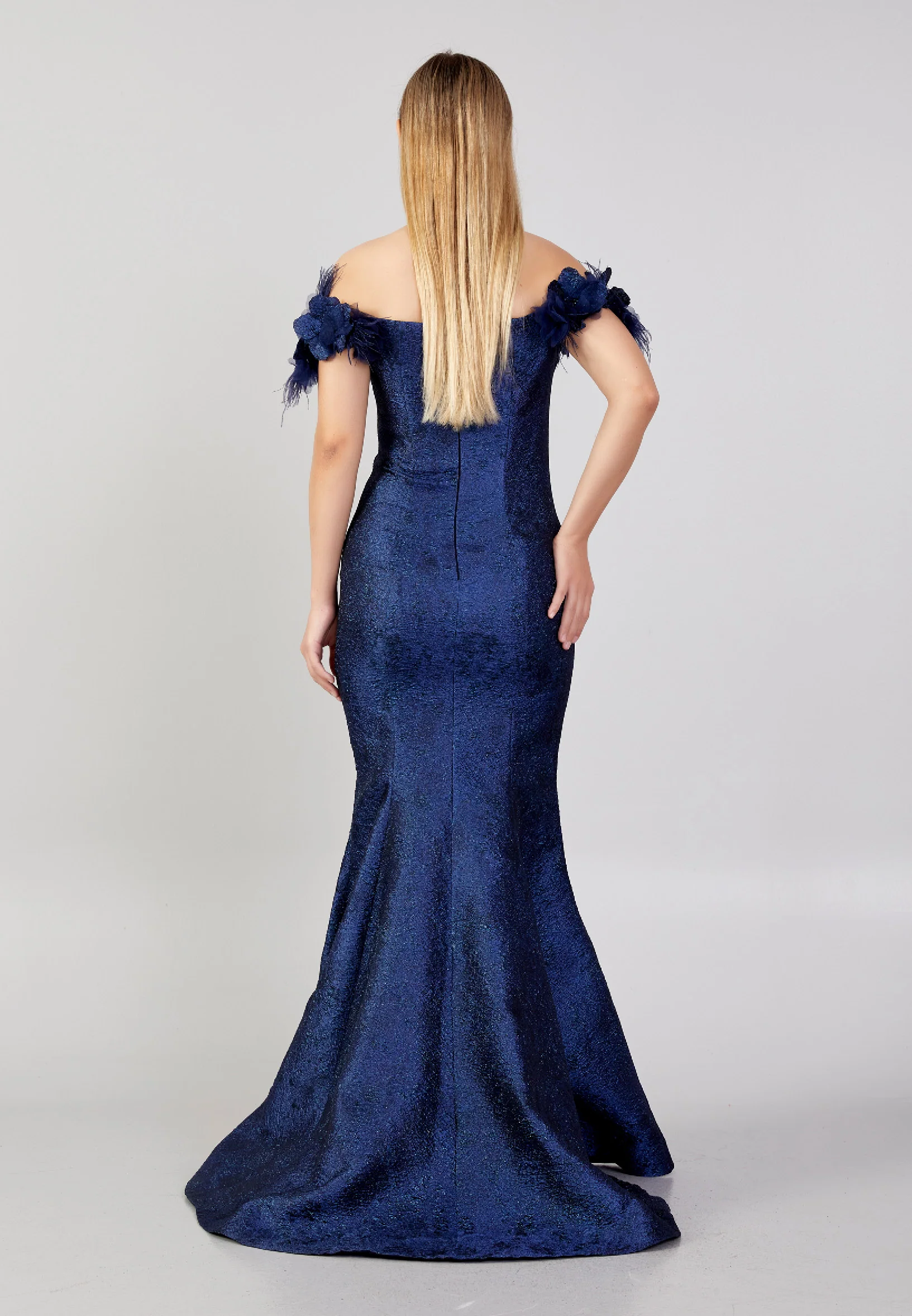 Off Shoulder Maxi Crepe Mermaid Plus Size Prom Dress ppl00587 - Image 10