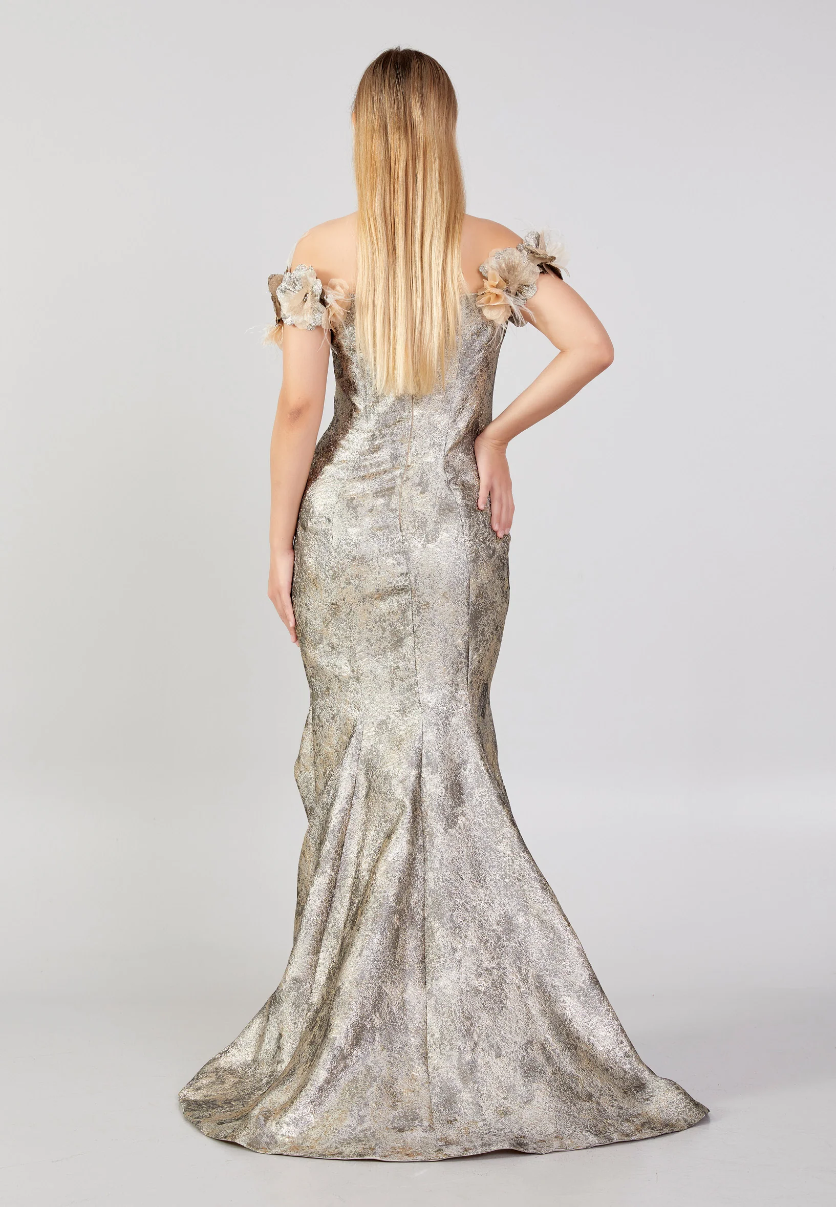Off Shoulder Maxi Crepe Mermaid Plus Size Prom Dress ppl00587 - Image 6