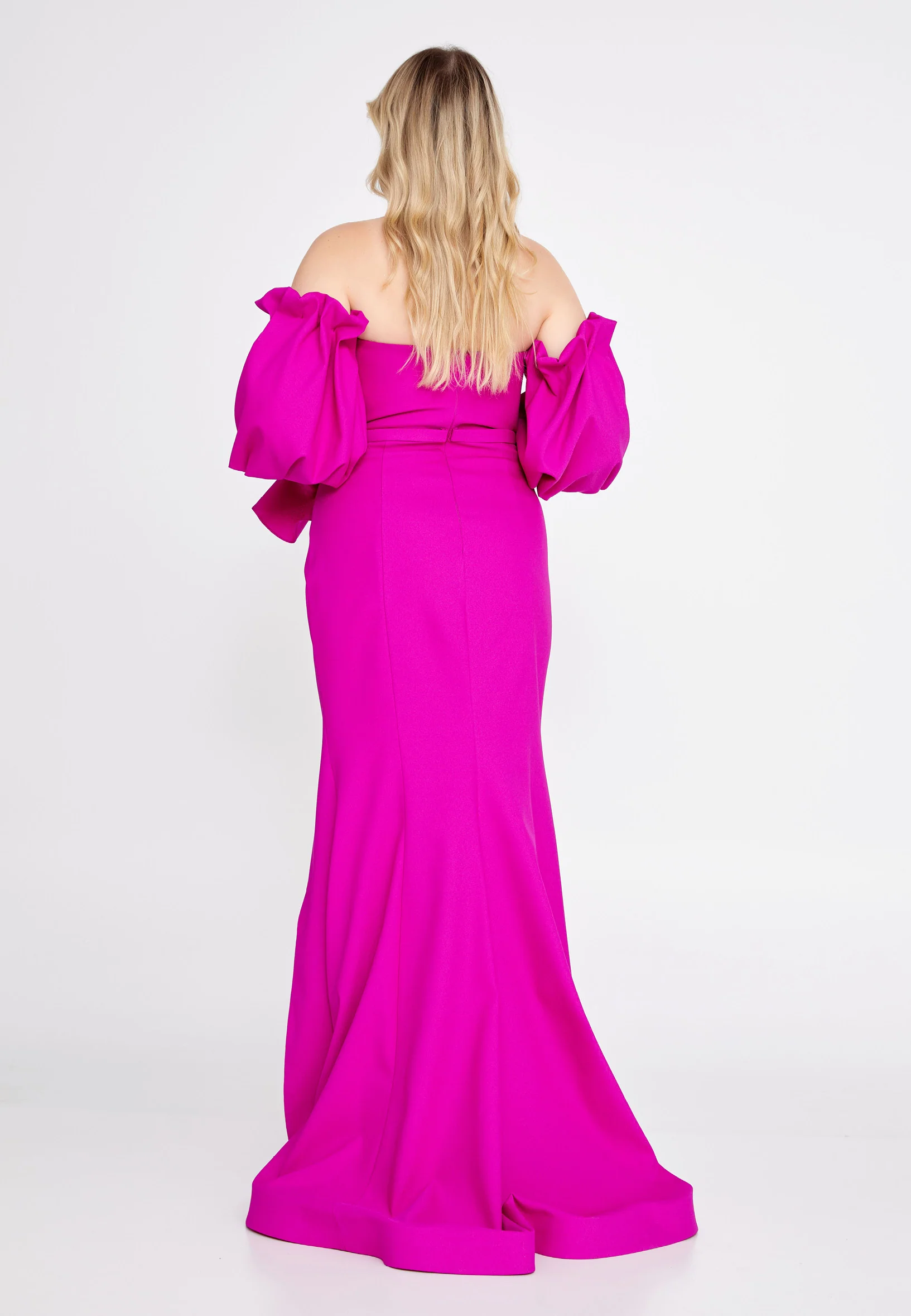 Off Shoulder Maxi Crepe Mermaid Plus Size Wedding Guest Dress ses2324-b - Image 6