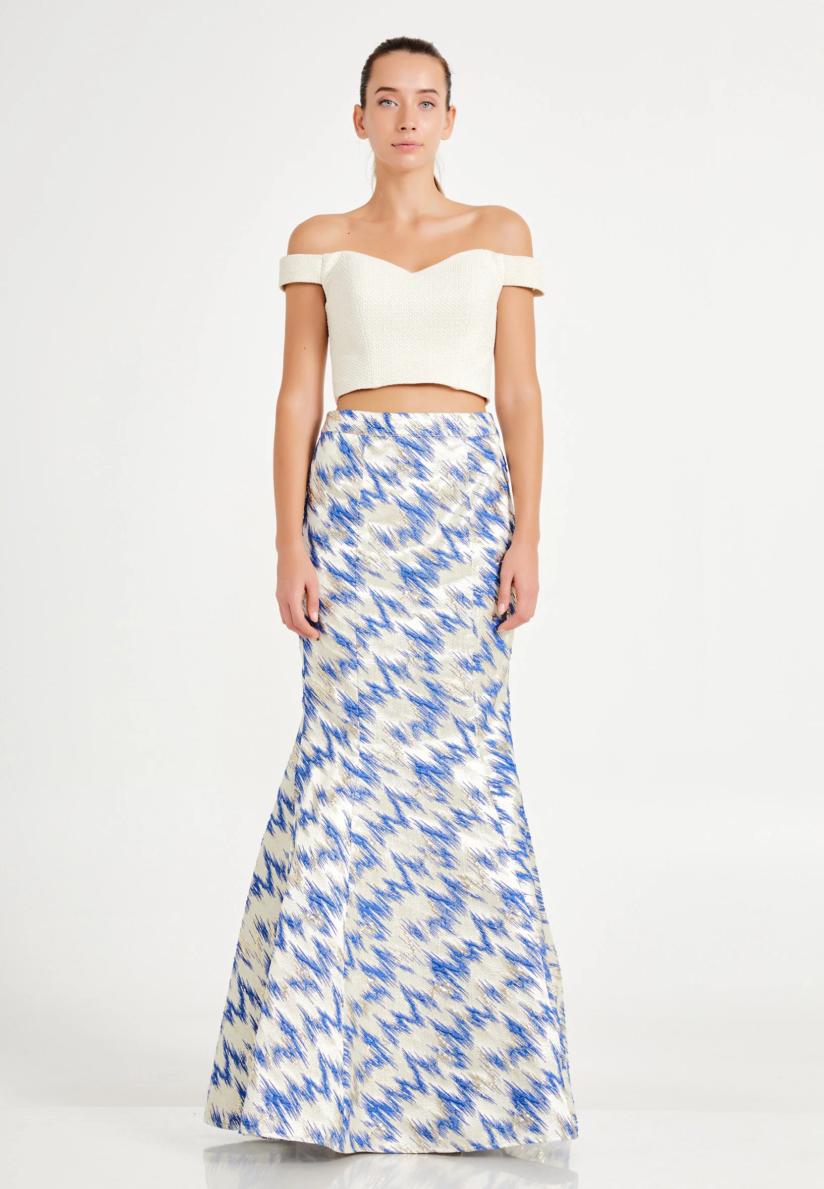 Off Shoulder Maxi Crepe Mermaid Regular Prom Dress dkl180