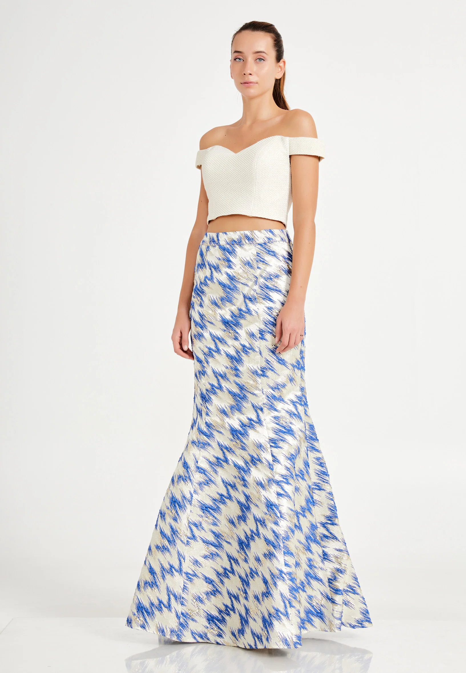 Off Shoulder Maxi Crepe Mermaid Regular Prom Dress dkl180 - Image 3