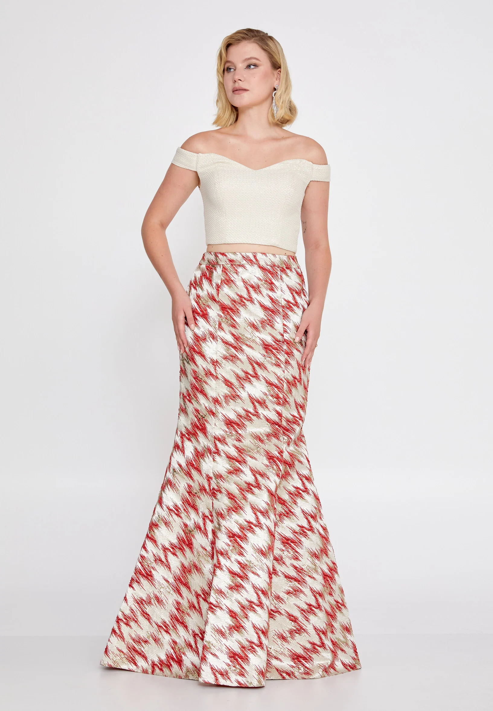 Off Shoulder Maxi Crepe Mermaid Regular Prom Dress dkl180 - Image 5