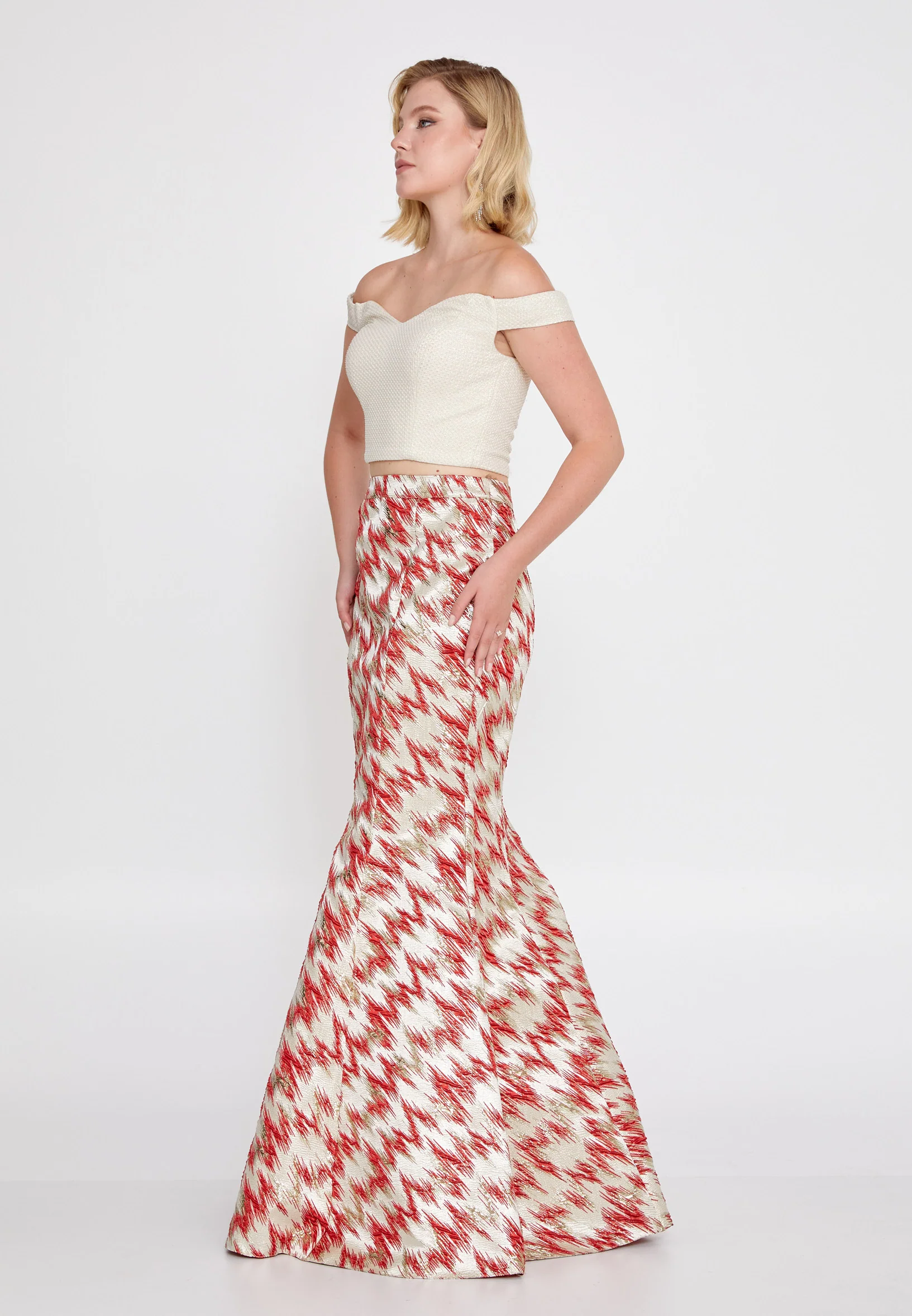 Off Shoulder Maxi Crepe Mermaid Regular Prom Dress dkl180 - Image 7