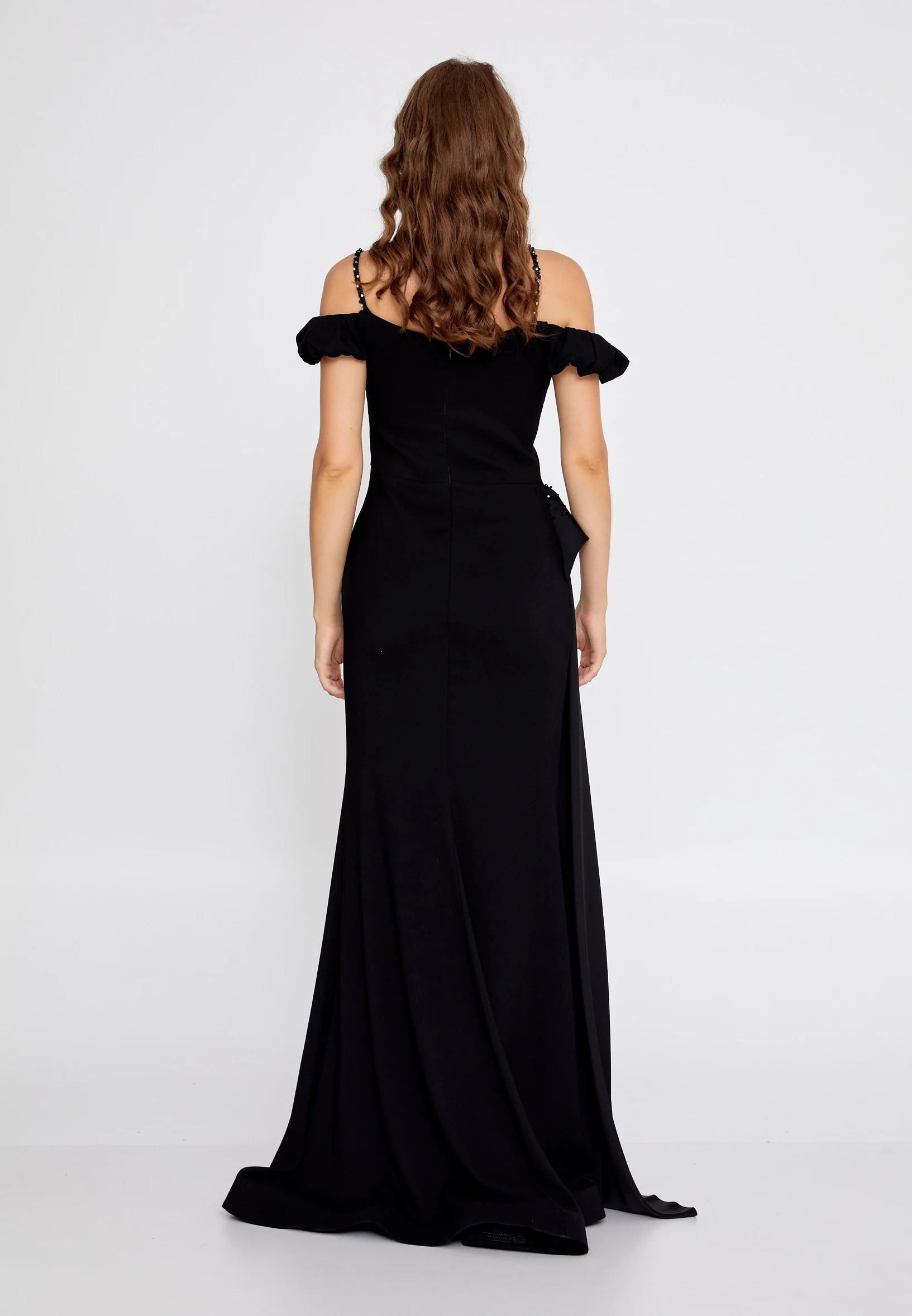 Off Shoulder Maxi Crepe Mermaid Regular Wedding Guest Dress rmn3136 - Image 2