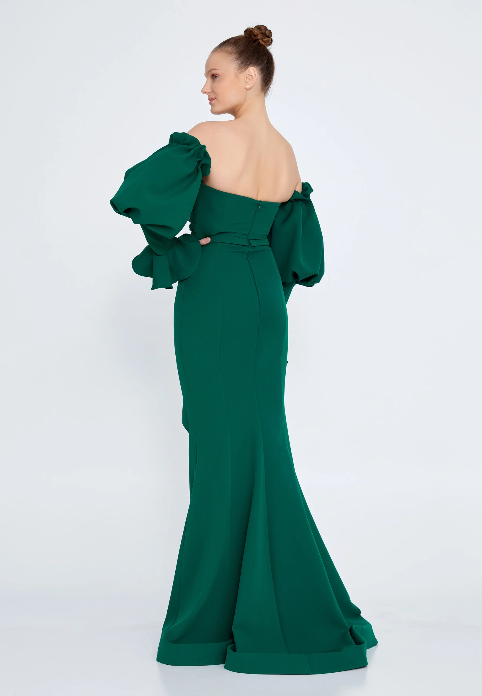 Off Shoulder Maxi Crepe Mermaid Regular Wedding Guest Dress ses2324 - Image 10