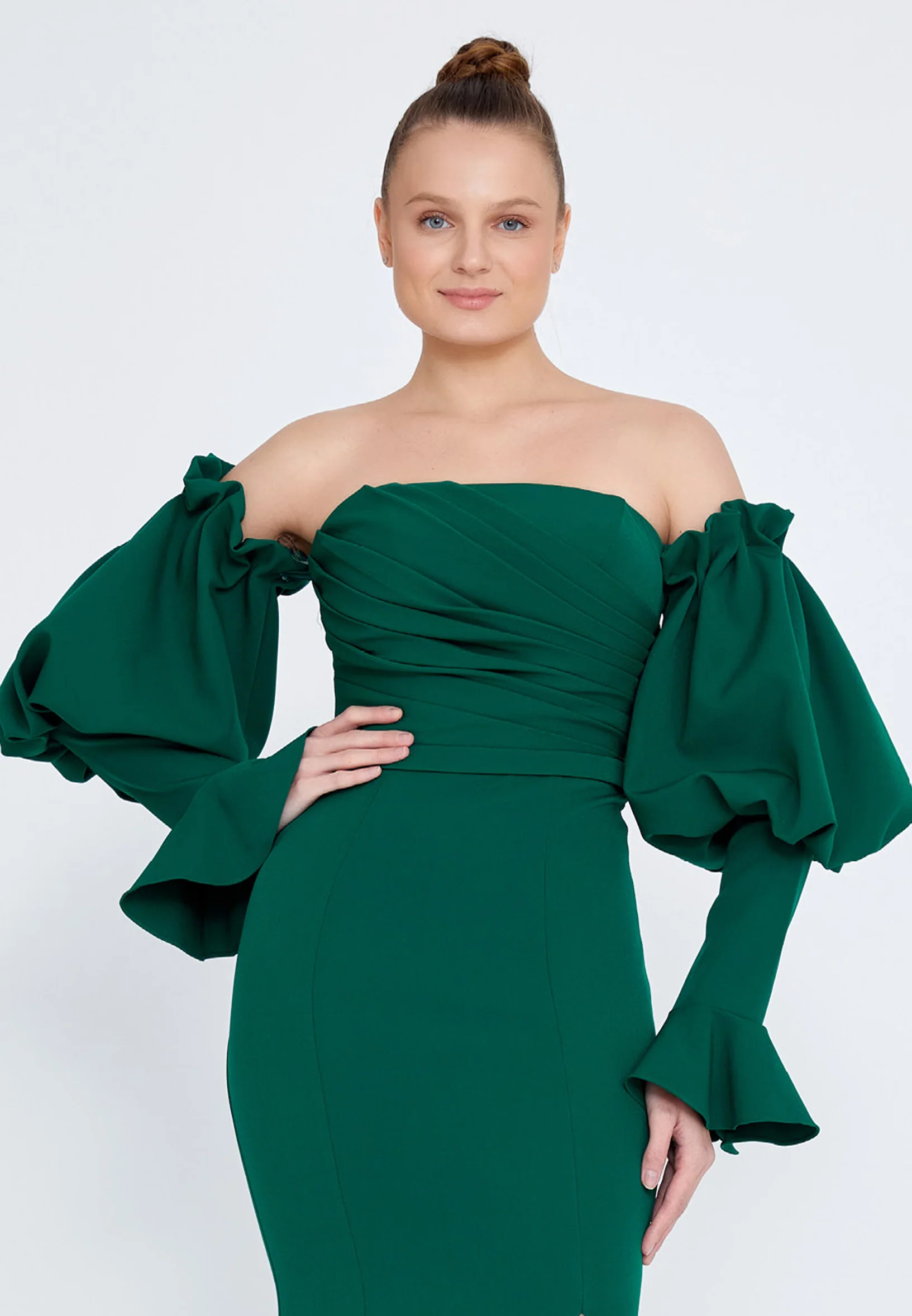 Off Shoulder Maxi Crepe Mermaid Regular Wedding Guest Dress ses2324 - Image 12