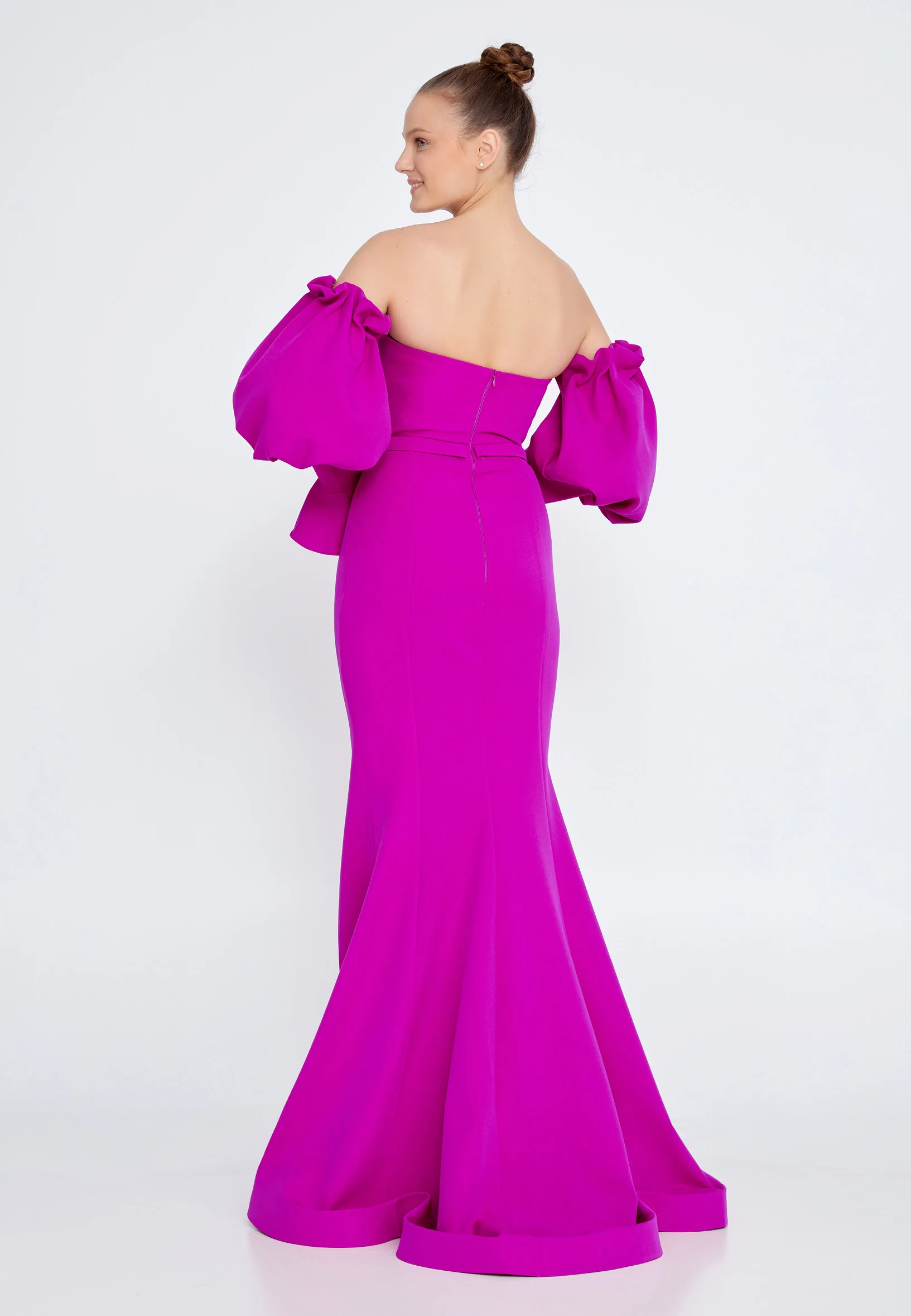 Off Shoulder Maxi Crepe Mermaid Regular Wedding Guest Dress ses2324 - Image 14