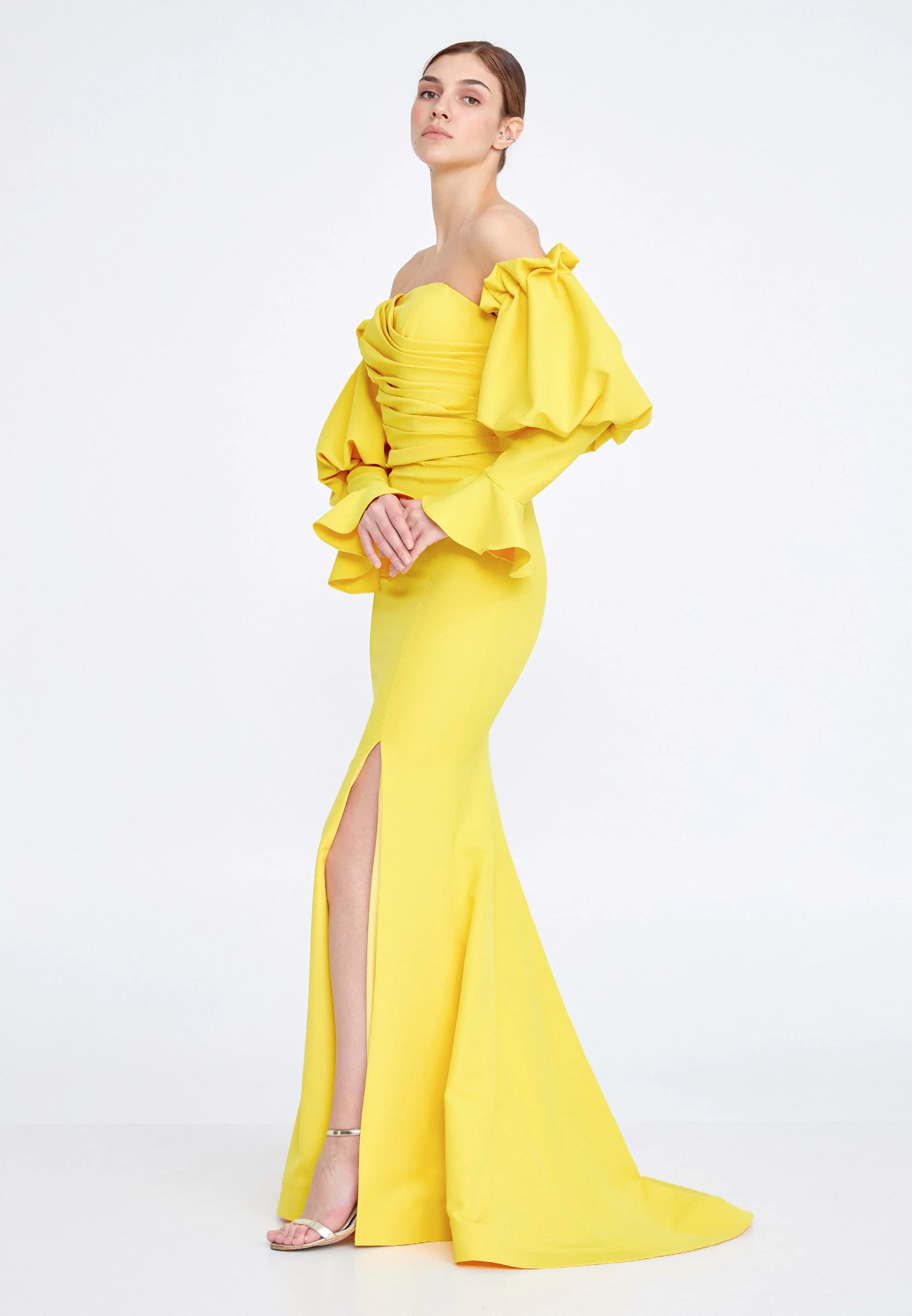 Off Shoulder Maxi Crepe Mermaid Regular Wedding Guest Dress ses2324 - Image 31