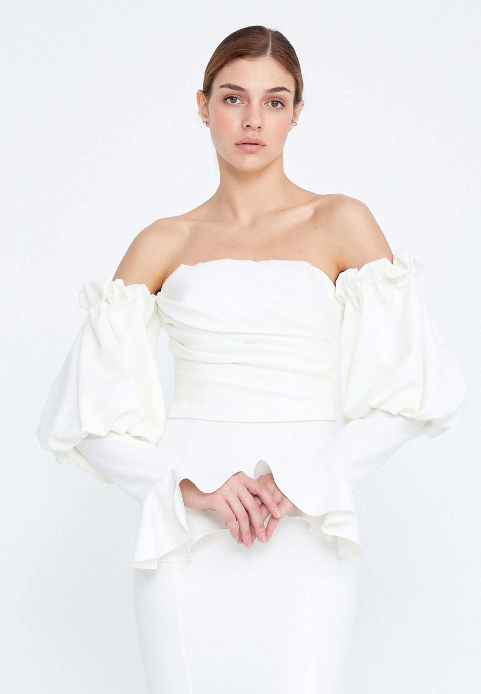 Off Shoulder Maxi Crepe Mermaid Regular Wedding Guest Dress ses2324 - Image 8