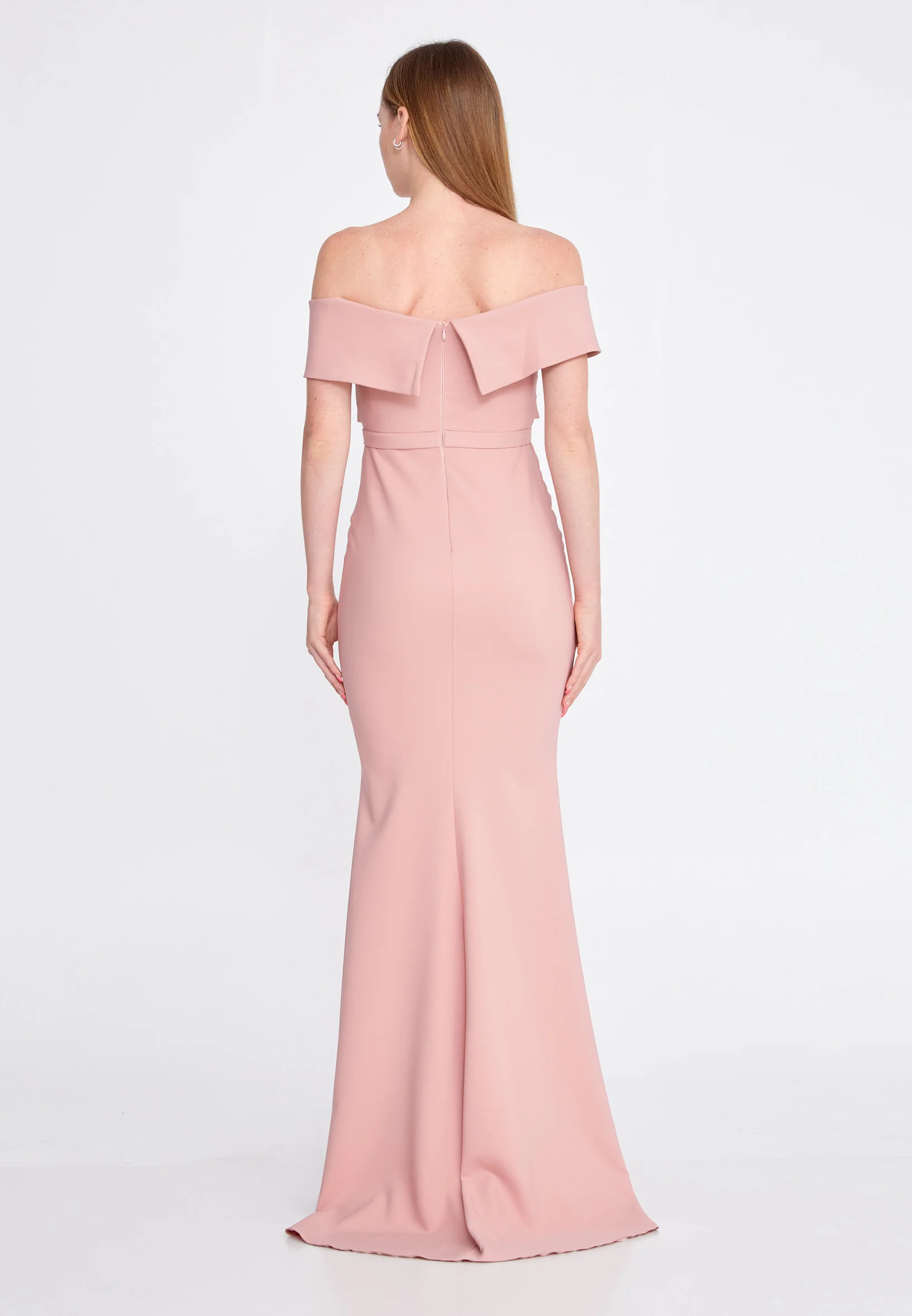 Off Shoulder Maxi Crepe Mermaid Regular Wedding Guest Dress srn9047 - Image 10