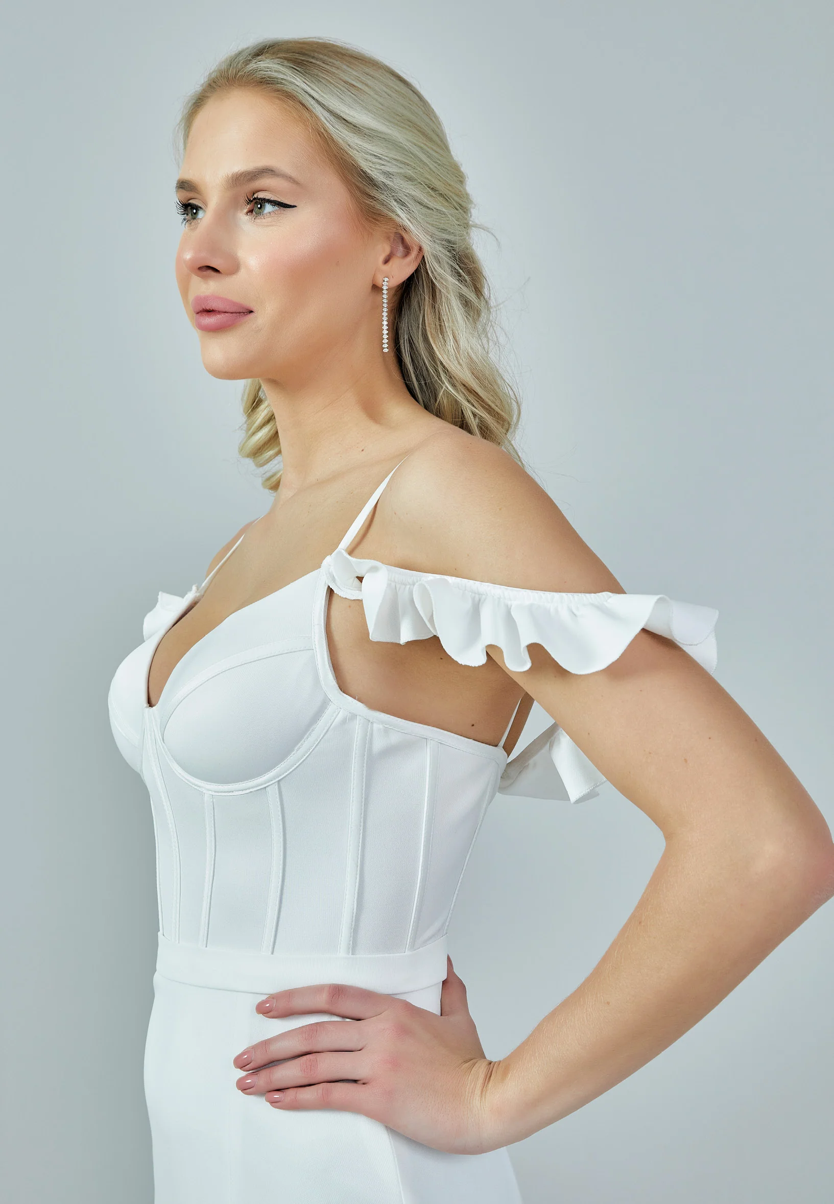 Off Shoulder Maxi Crepe Regular Wedding Dress abb2303046 - Image 2
