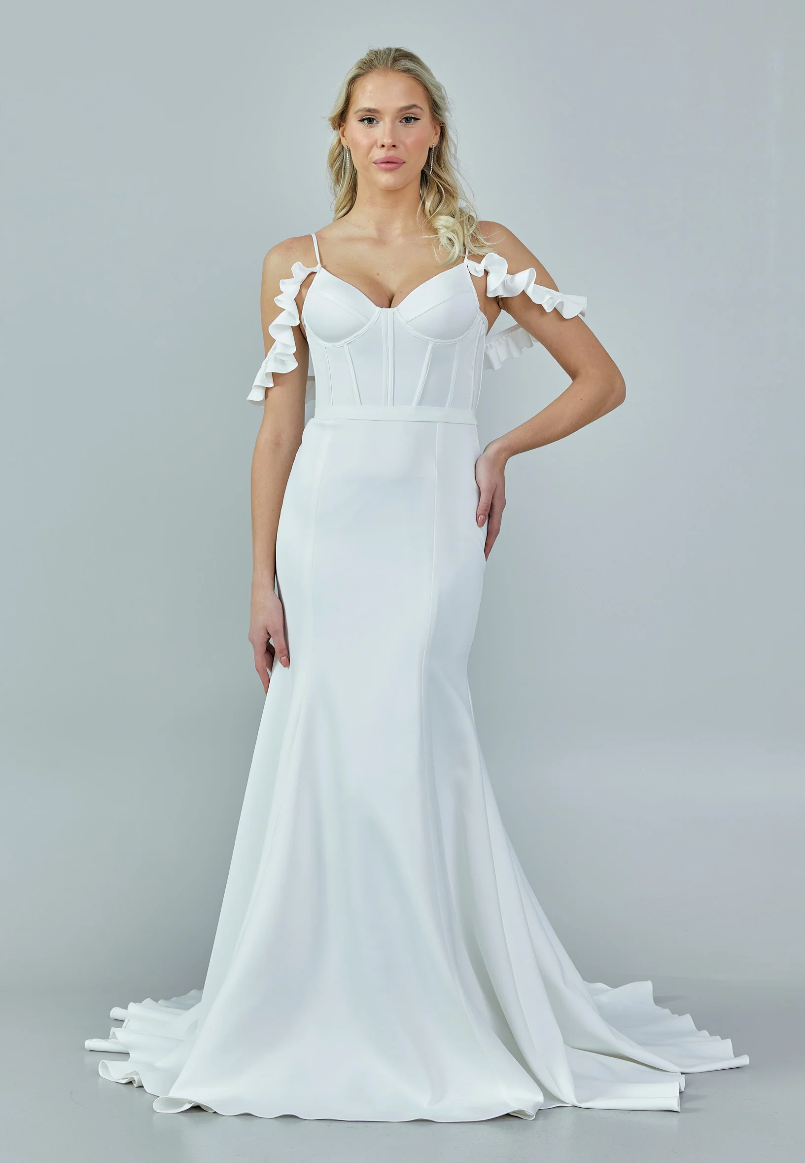 Off Shoulder Maxi Crepe Regular Wedding Dress abb2303046 - Image 7