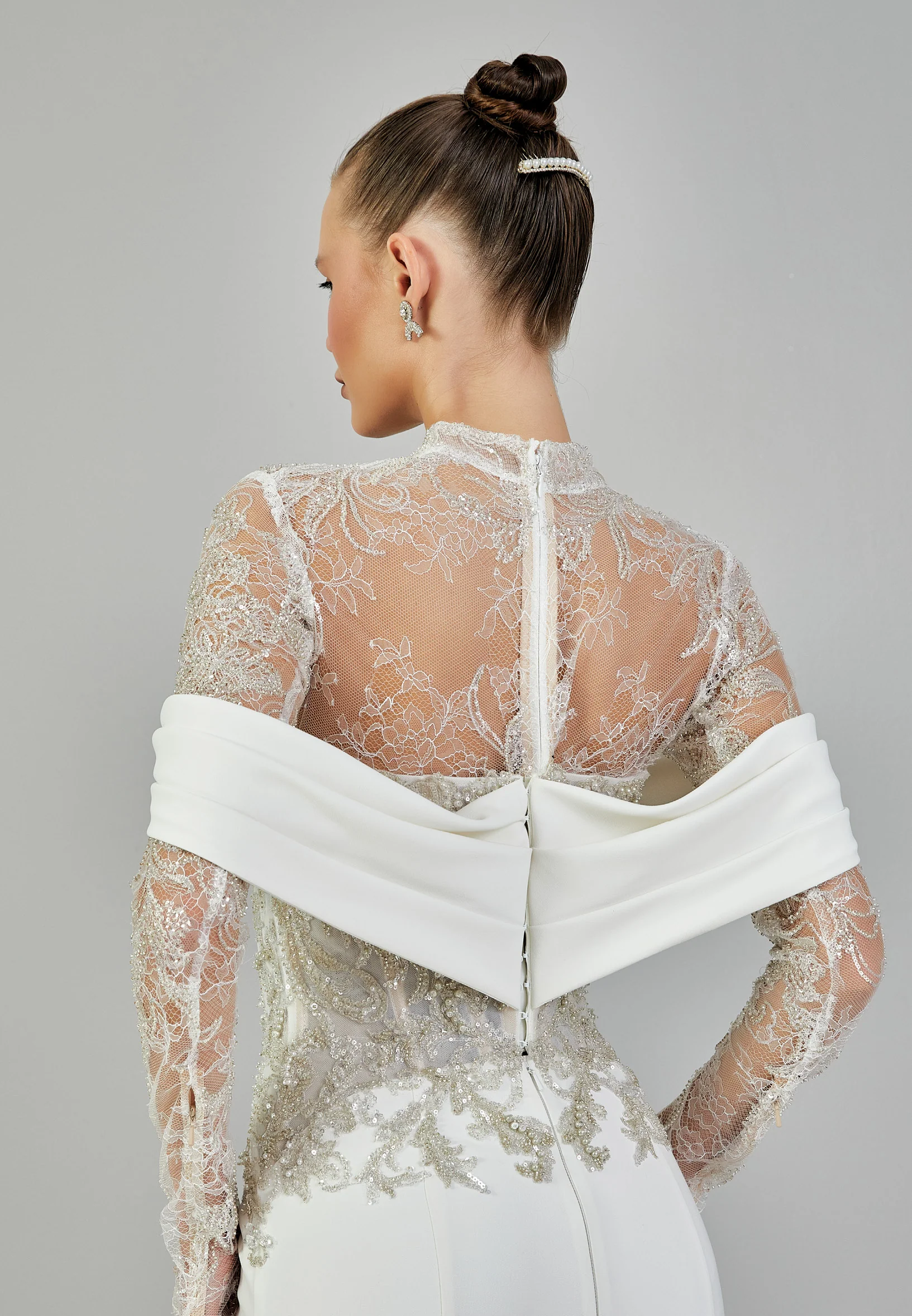 Off Shoulder Maxi Crepe Regular Wedding Dress abbab214u - Image 8