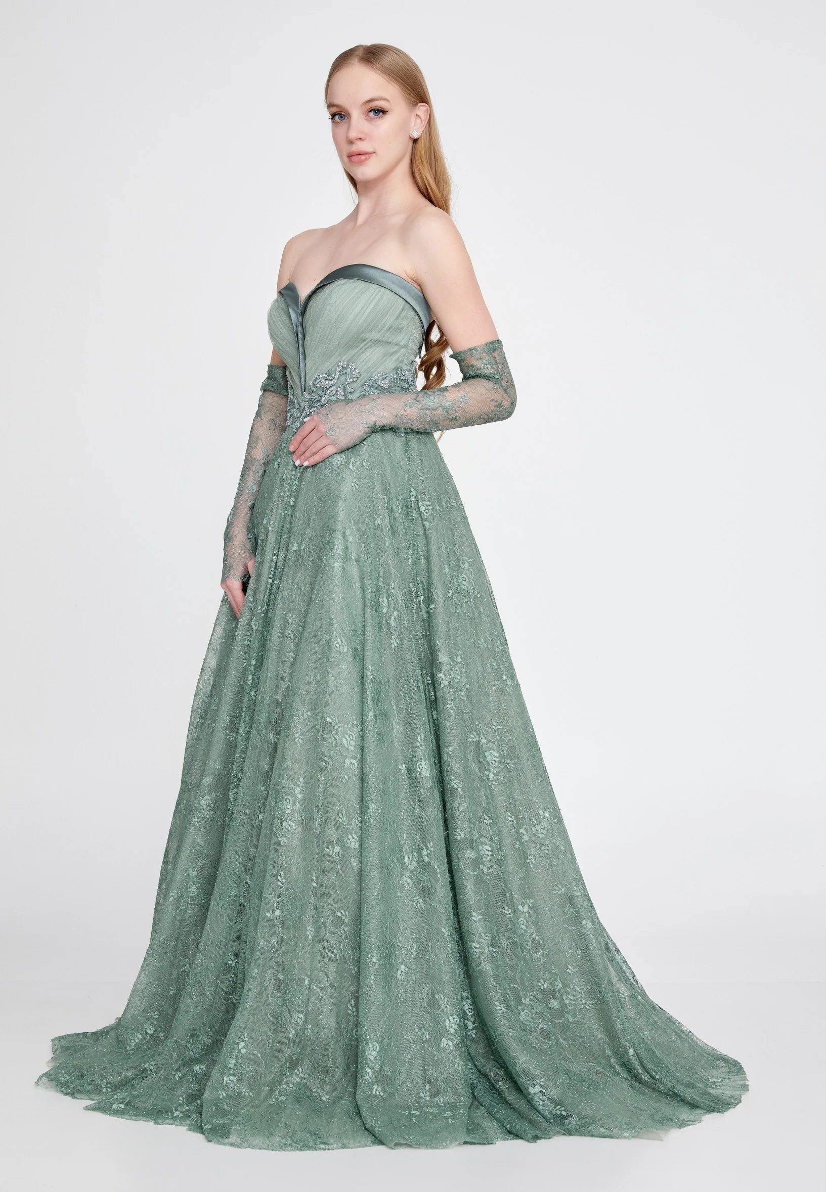 Off Shoulder Maxi Lace A - Line Regular Prom Dress omn604 - Image 4