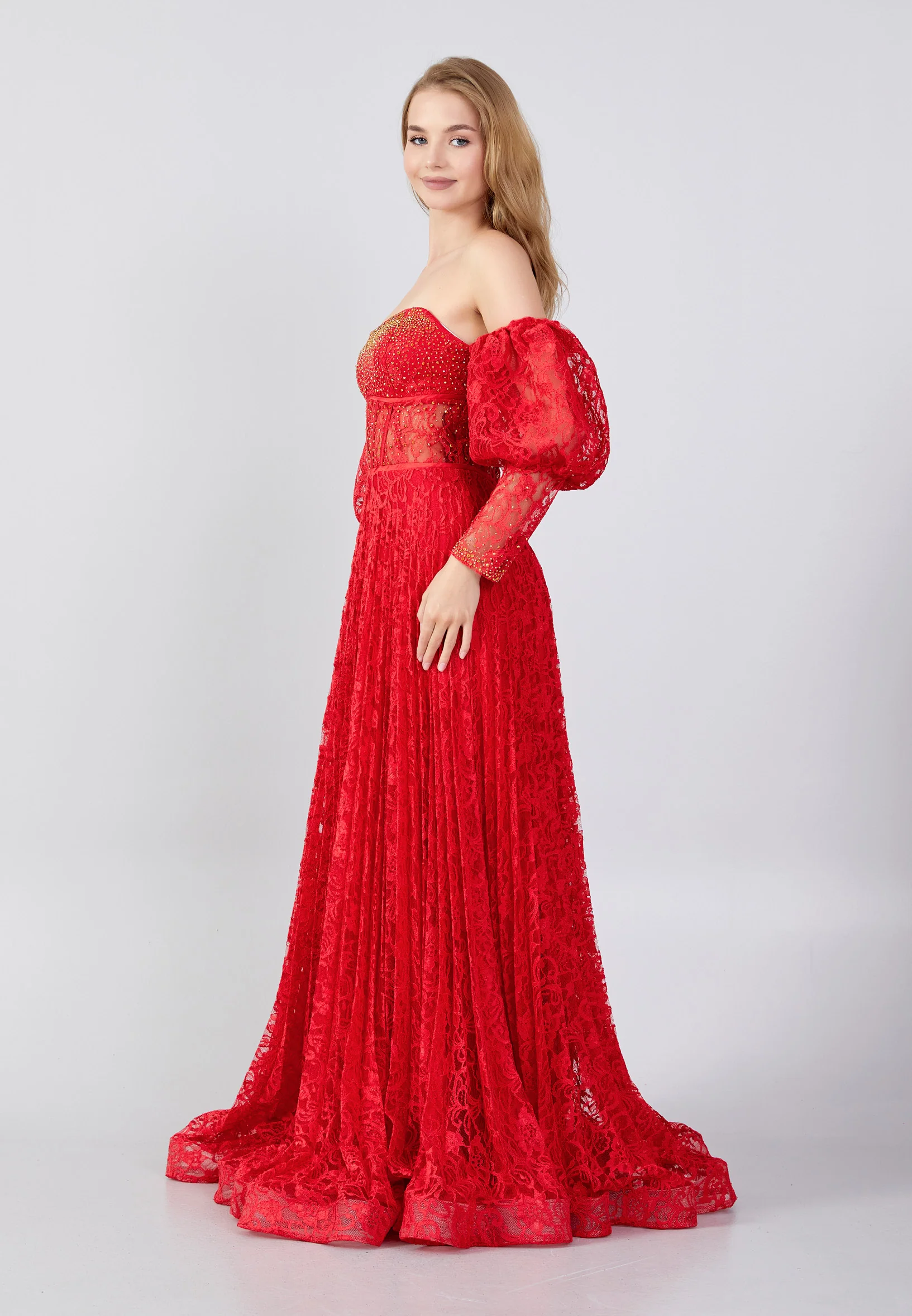Off Shoulder Maxi Lace A - Line Regular Prom Dress swr5118 - Image 17