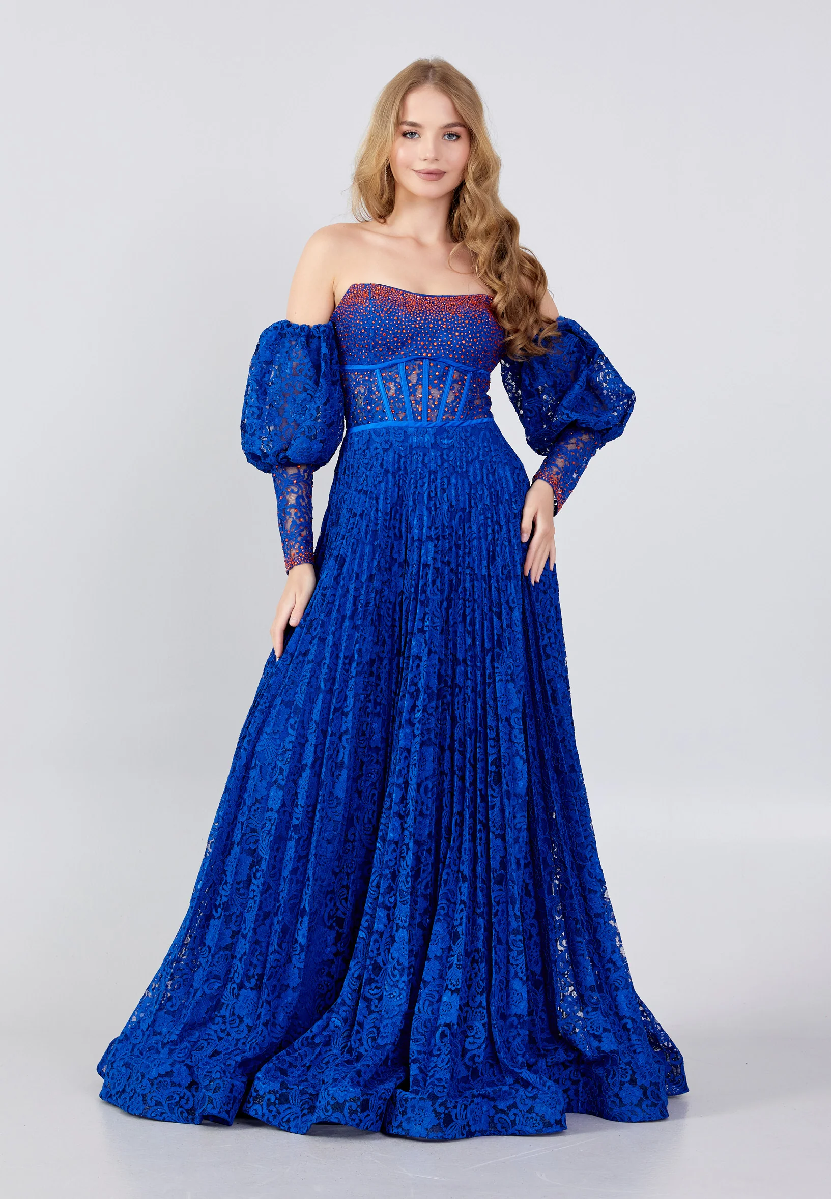 Off Shoulder Maxi Lace A - Line Regular Prom Dress swr5118 - Image 5