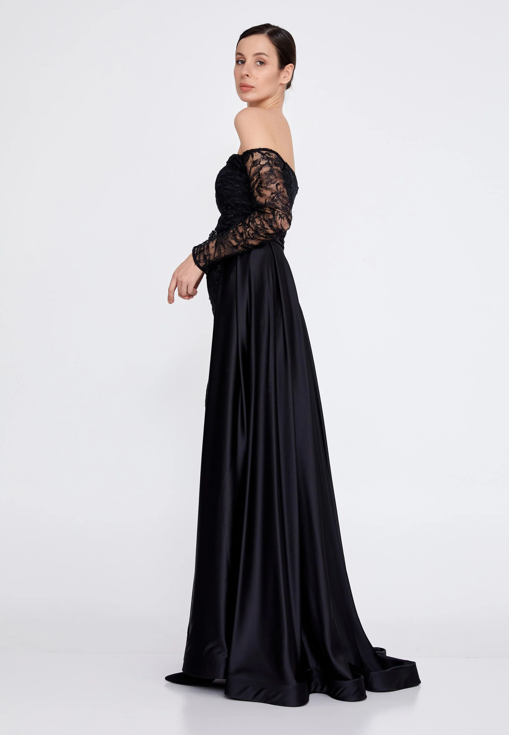 Off Shoulder Maxi Lace Column Regular Prom Dress bql2325 - Image 3