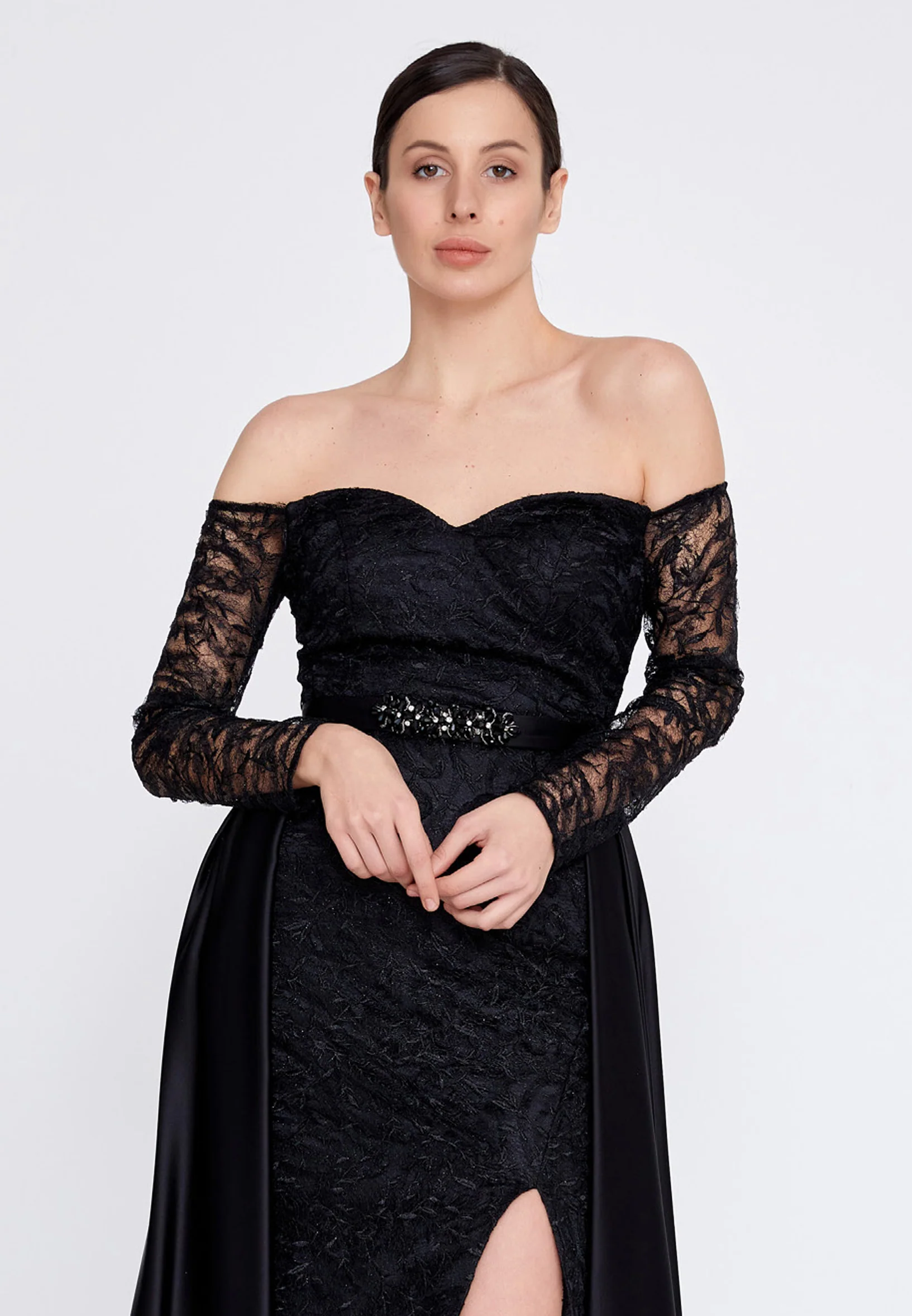 Off Shoulder Maxi Lace Column Regular Prom Dress bql2325 - Image 4
