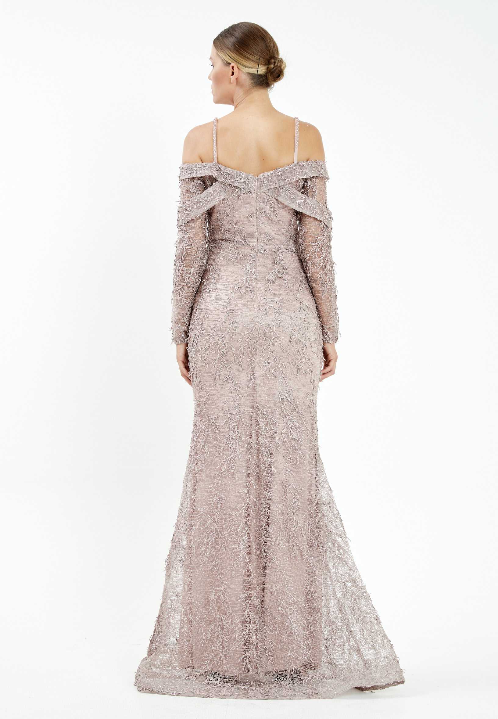 Off Shoulder Maxi Lace Mermaid Regular Evening Dress rmn3001 - Image 22