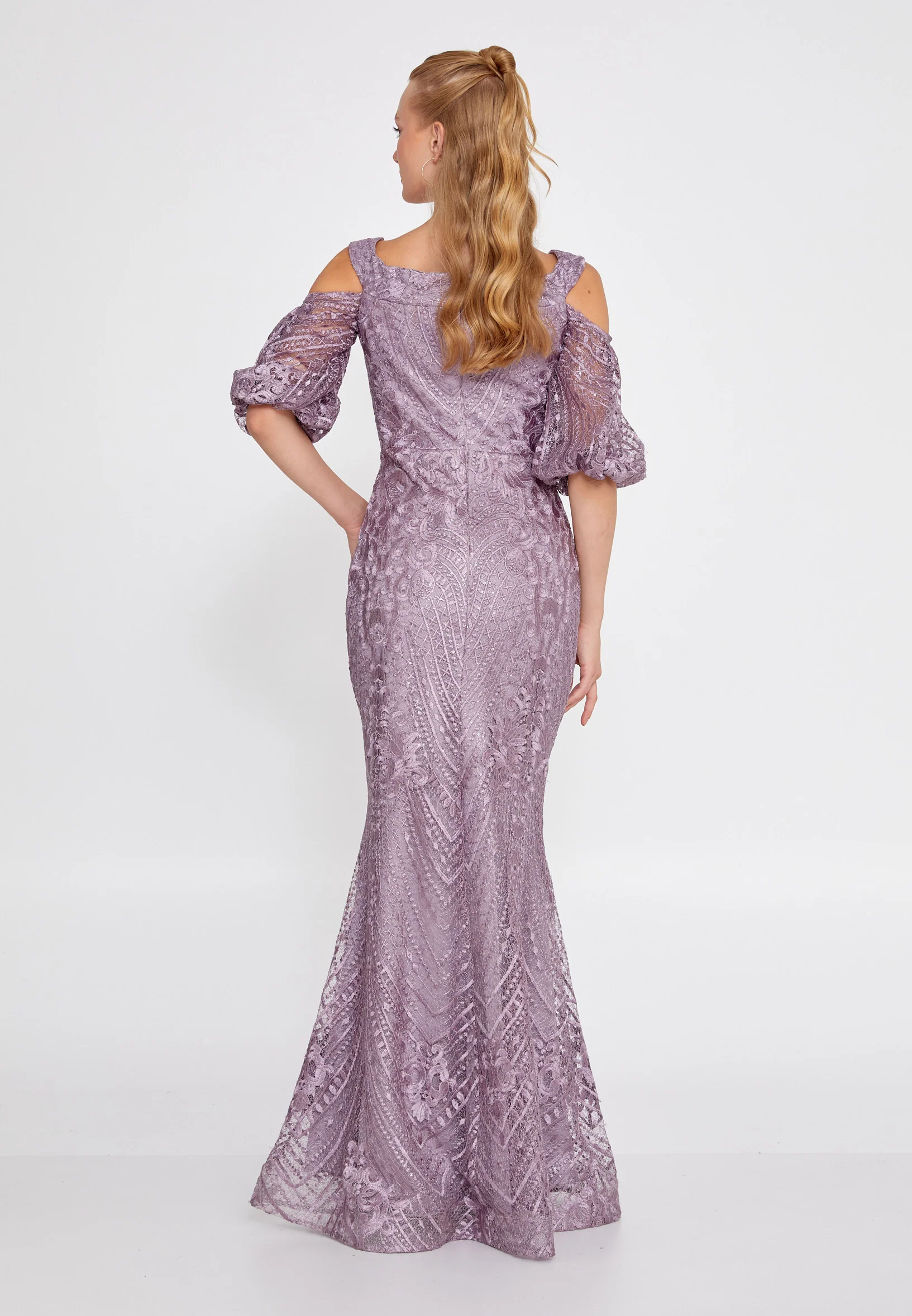 Off Shoulder Maxi Lace Mermaid Regular Wedding Guest Dress rmn2980 - Image 10