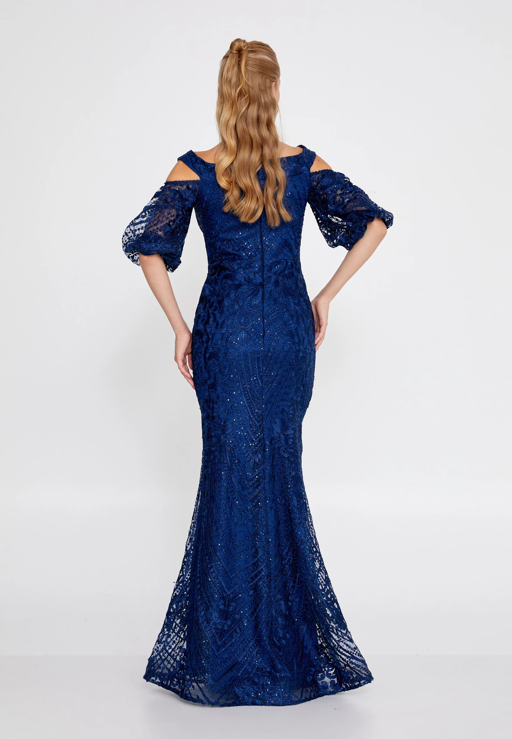 Off Shoulder Maxi Lace Mermaid Regular Wedding Guest Dress rmn2980 - Image 18