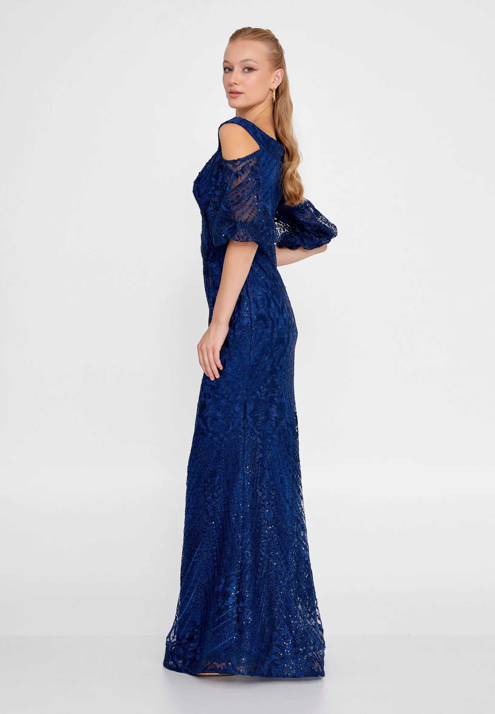 Off Shoulder Maxi Lace Mermaid Regular Wedding Guest Dress rmn2980 - Image 19