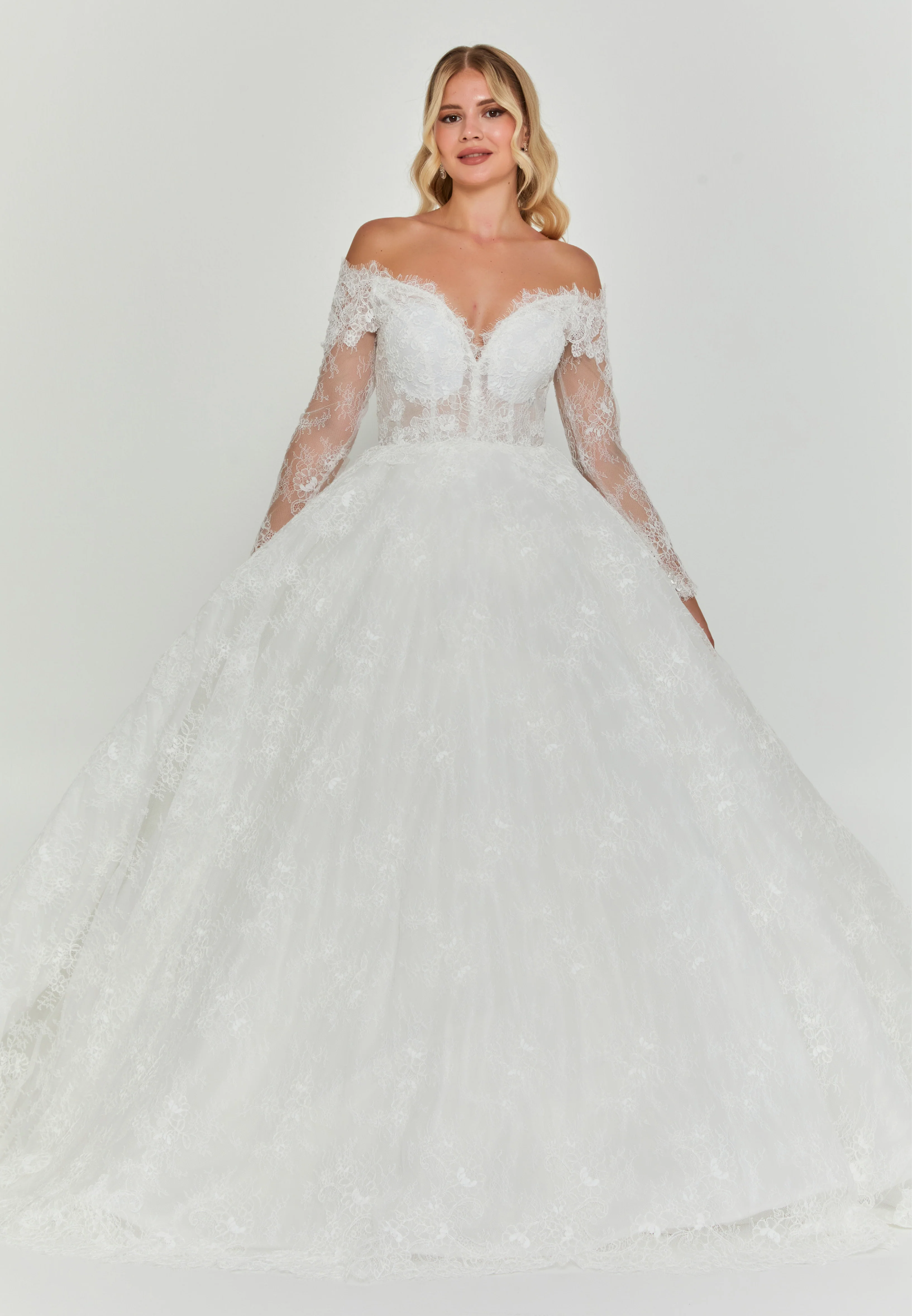 Off Shoulder Maxi Lace Regular Wedding Dress abb25029