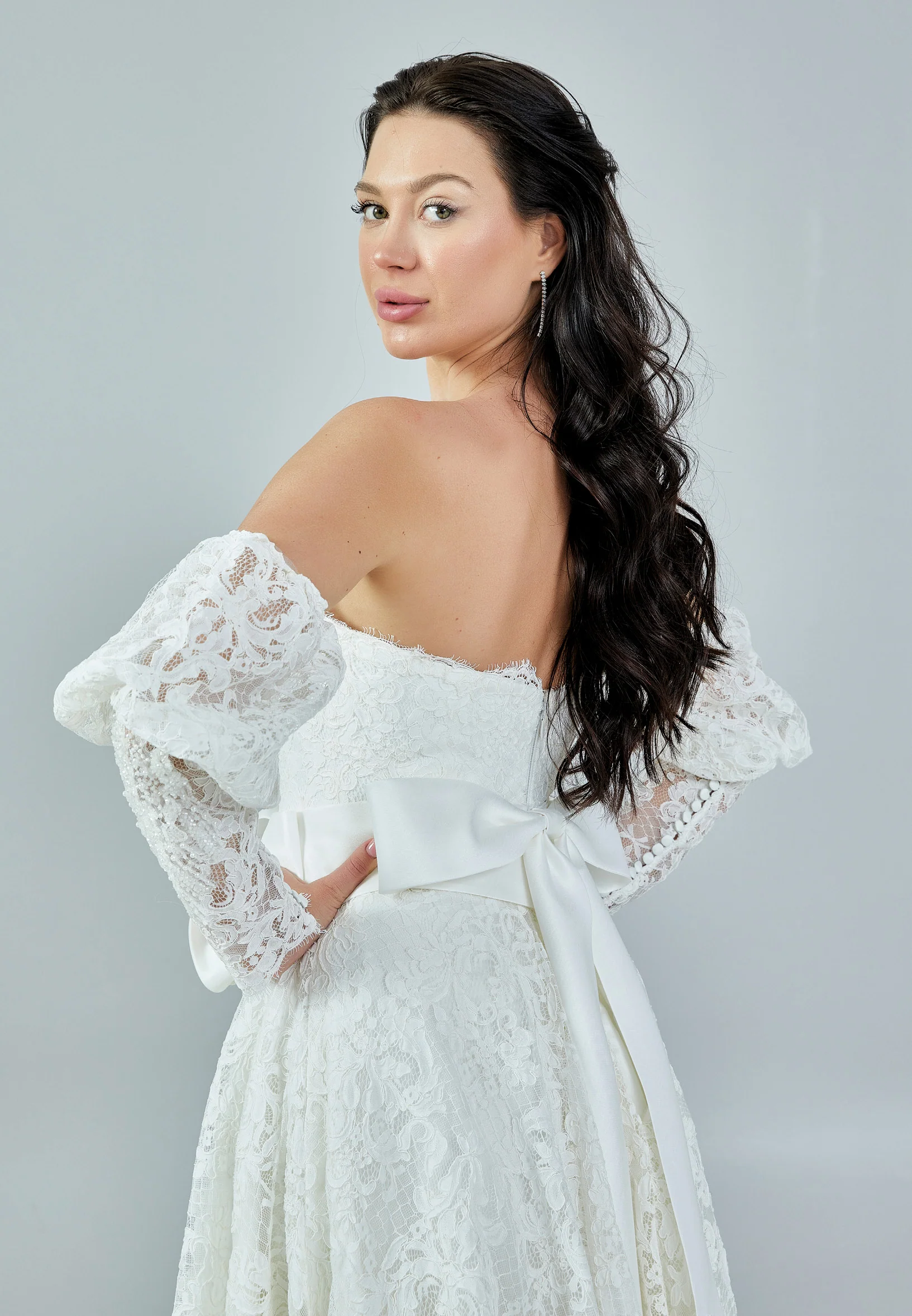 Off Shoulder Maxi Lace Regular Wedding Dress bnc8103 - Image 3