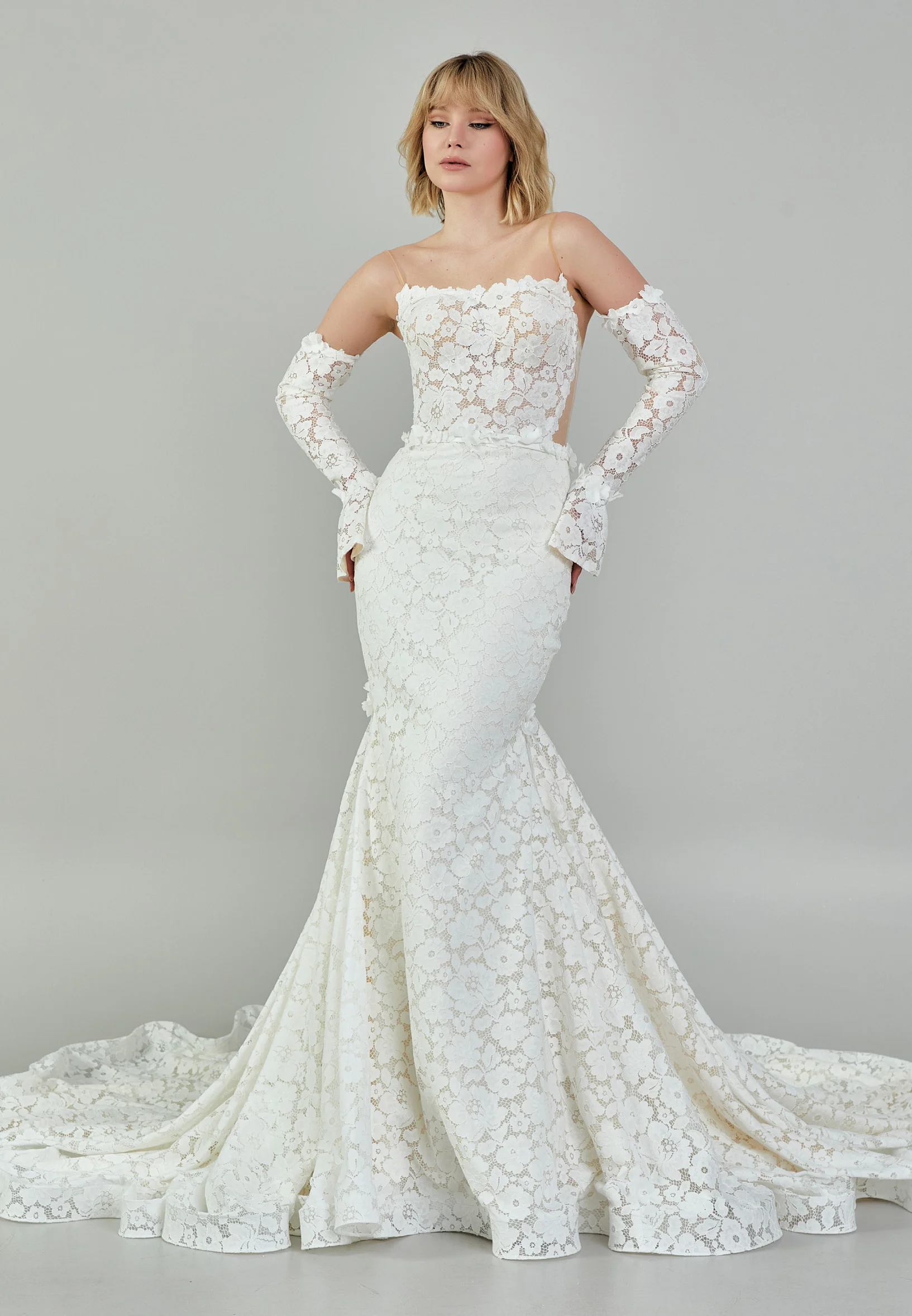 Off Shoulder Maxi Lace Regular Wedding Dress bnc9005