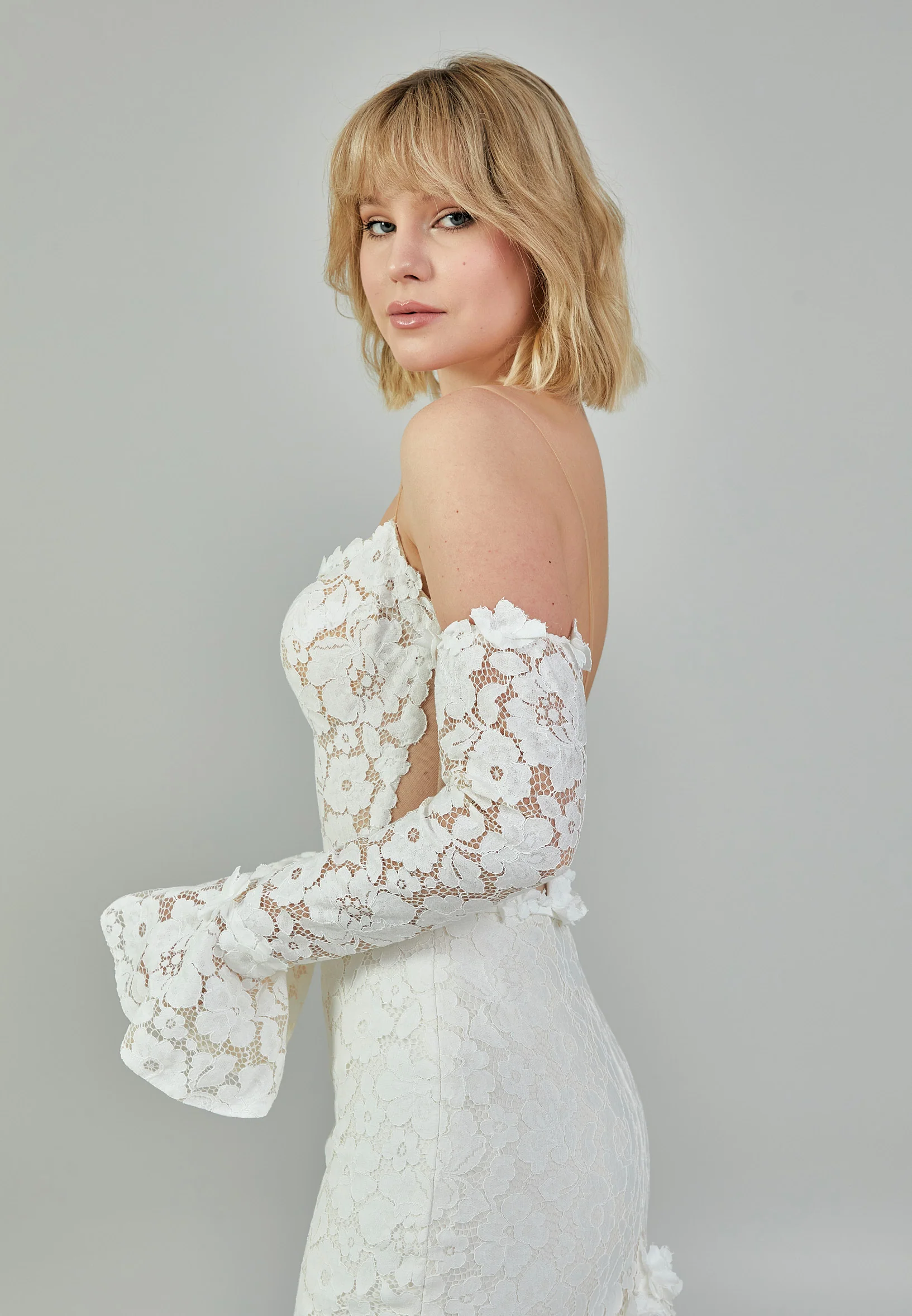 Off Shoulder Maxi Lace Regular Wedding Dress bnc9005 - Image 2