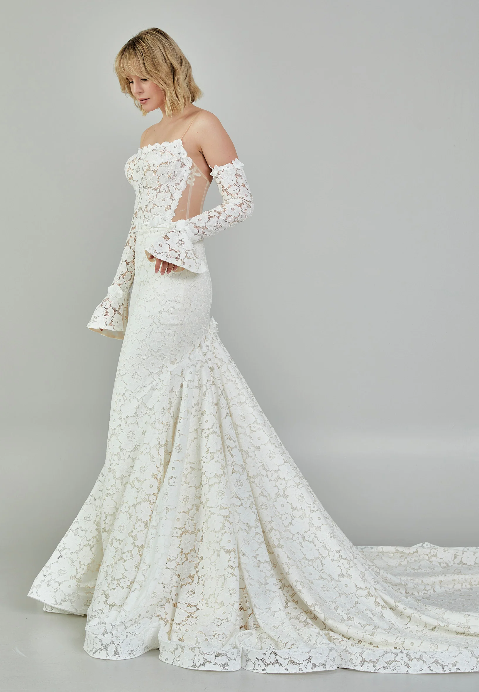 Off Shoulder Maxi Lace Regular Wedding Dress bnc9005 - Image 9